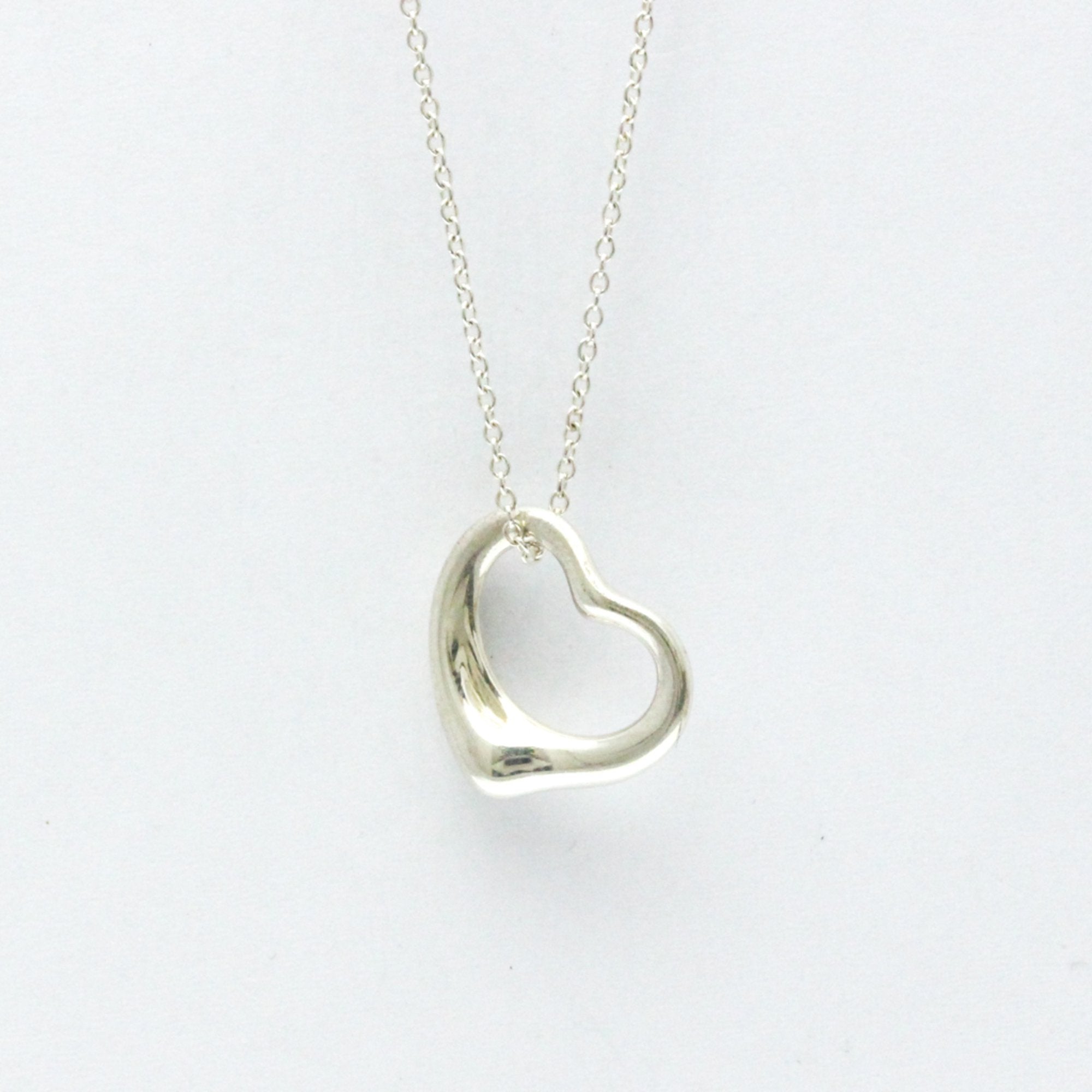 Open Heart Pendant Necklace Sterling Silver 14mm