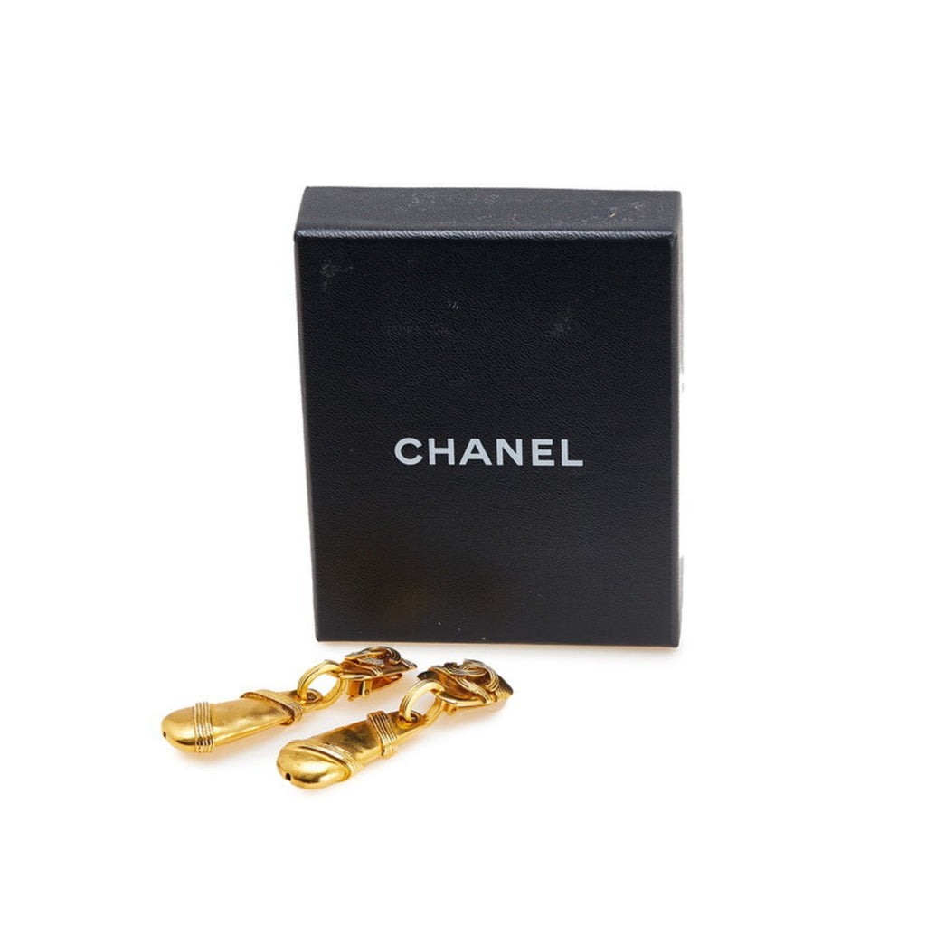 CC Logo Clip-On Earrings Metal Gold-Tone Metal