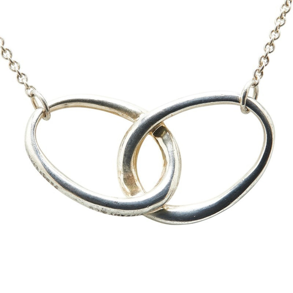 Double Loop Pendant Necklace Sterling Silver
