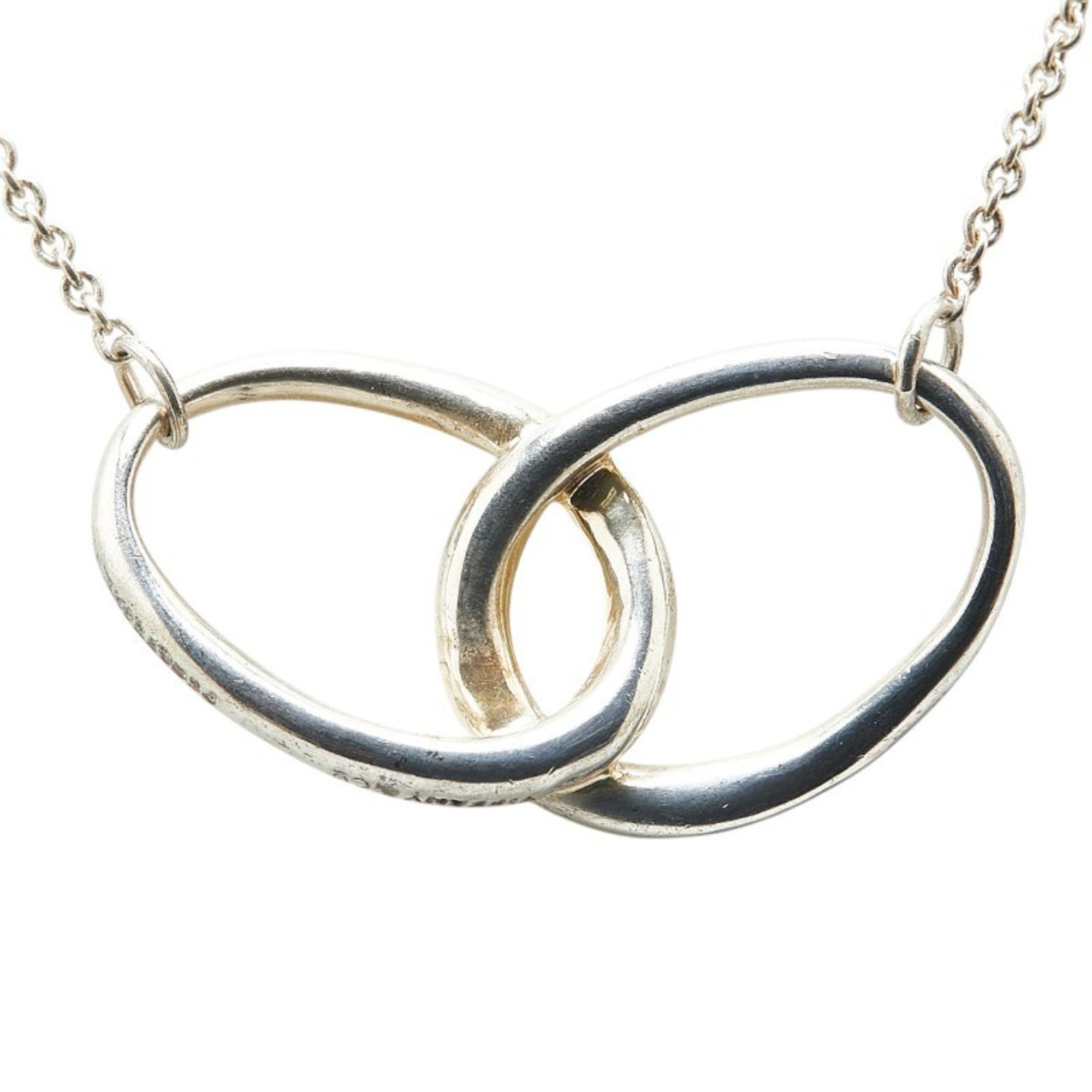 Double Loop Pendant Necklace Sterling Silver