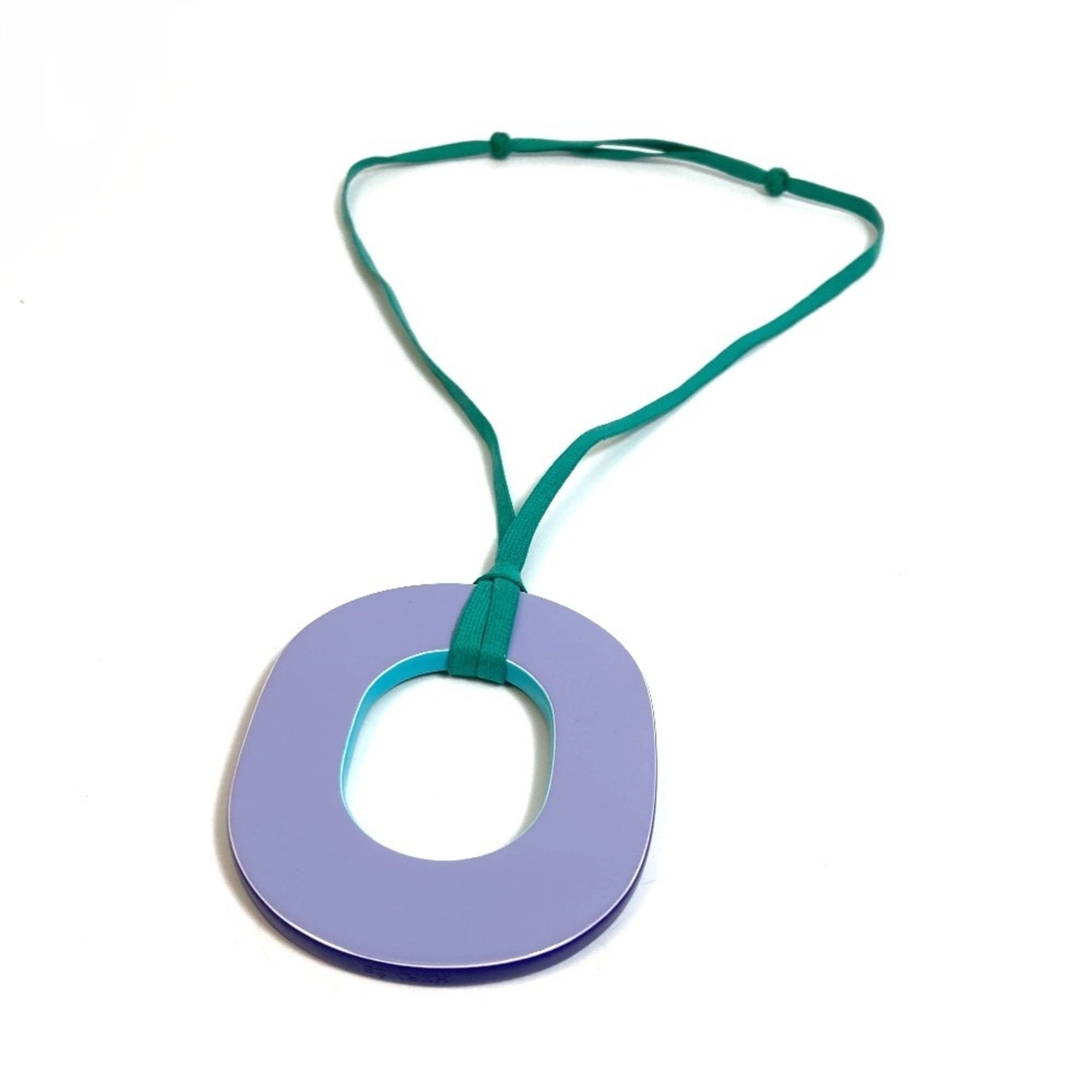 Pendant Necklace Lacquer Blue Green and Purple