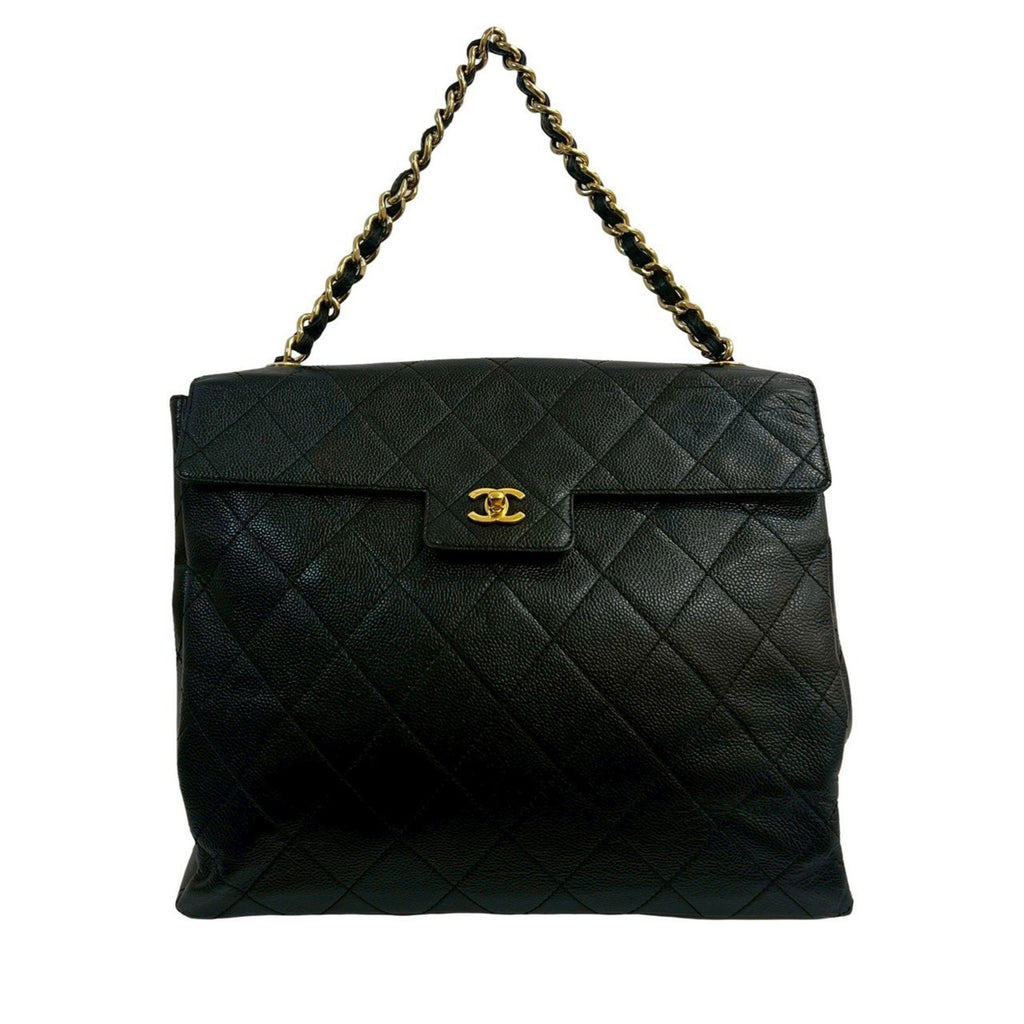 Vintage Square CC Flap Bag Quilted Caviar Medium