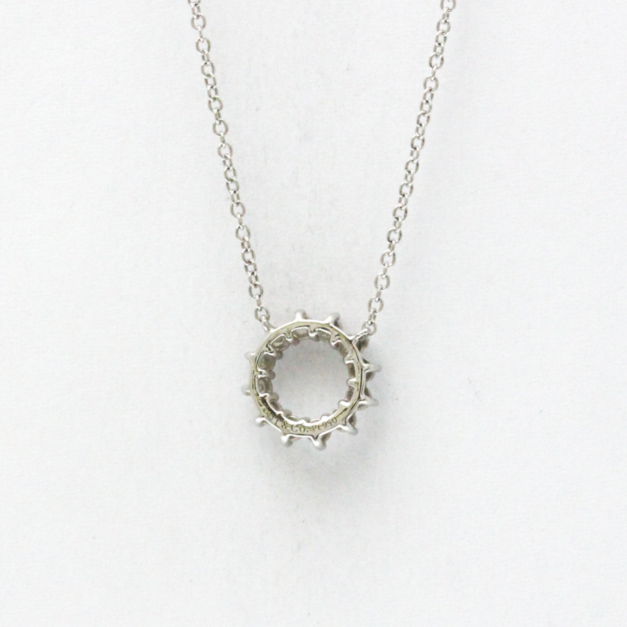 Open Circle Pendant Necklace Platinum With Diamond Mini