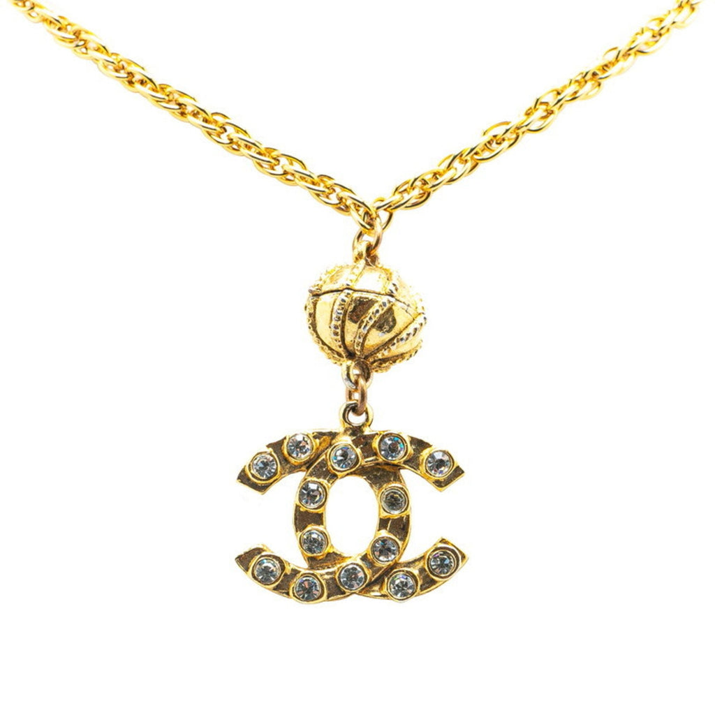 CC Logo Pendant Necklace Gold-Tone Metal