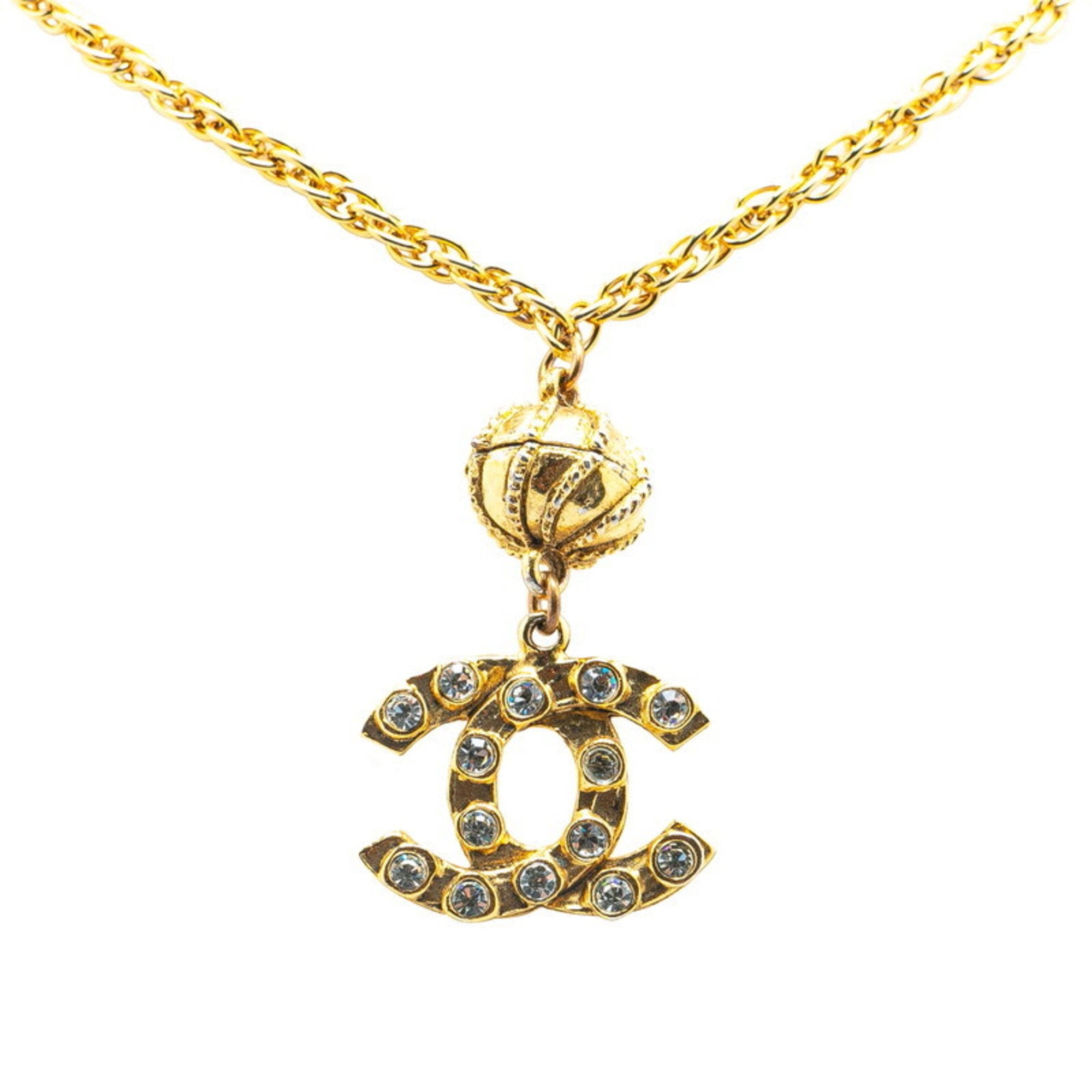 CC Logo Pendant Necklace Gold-Tone Metal