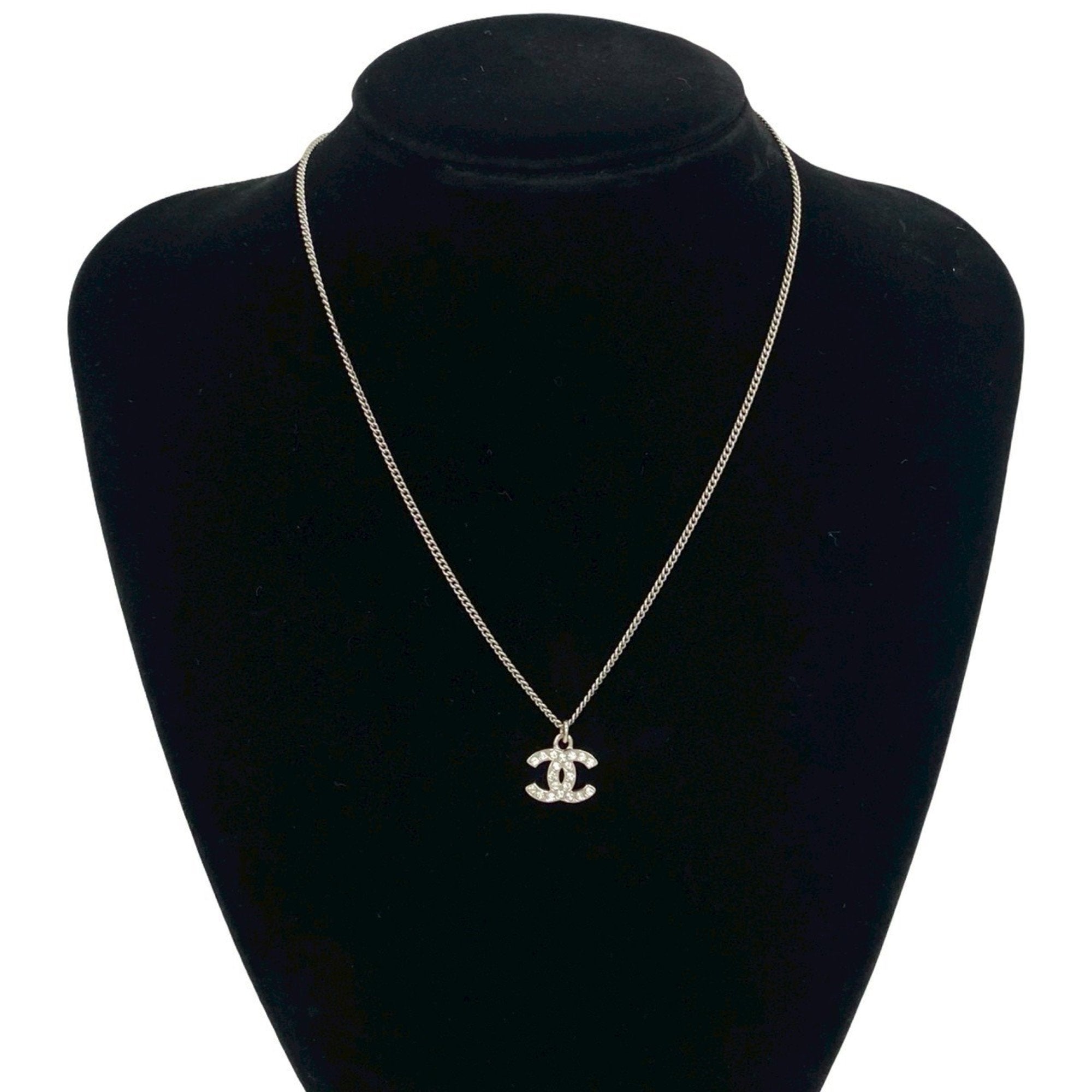 CC Logo Pendant Necklace Silver-Tone Metal