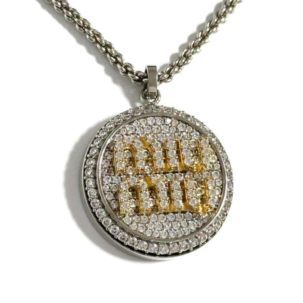 Pendant Necklace Metal and Rhinestone