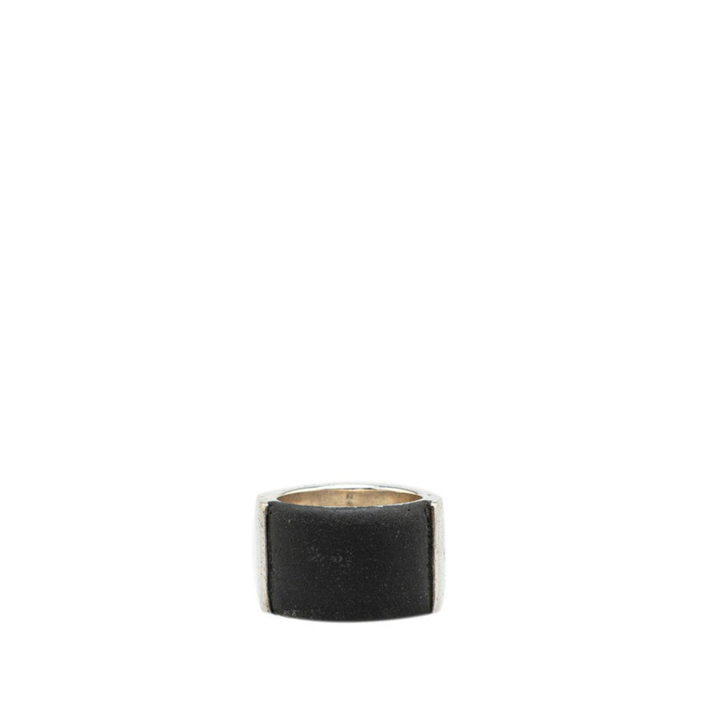 Band Ring Rubber and Sterling Silver