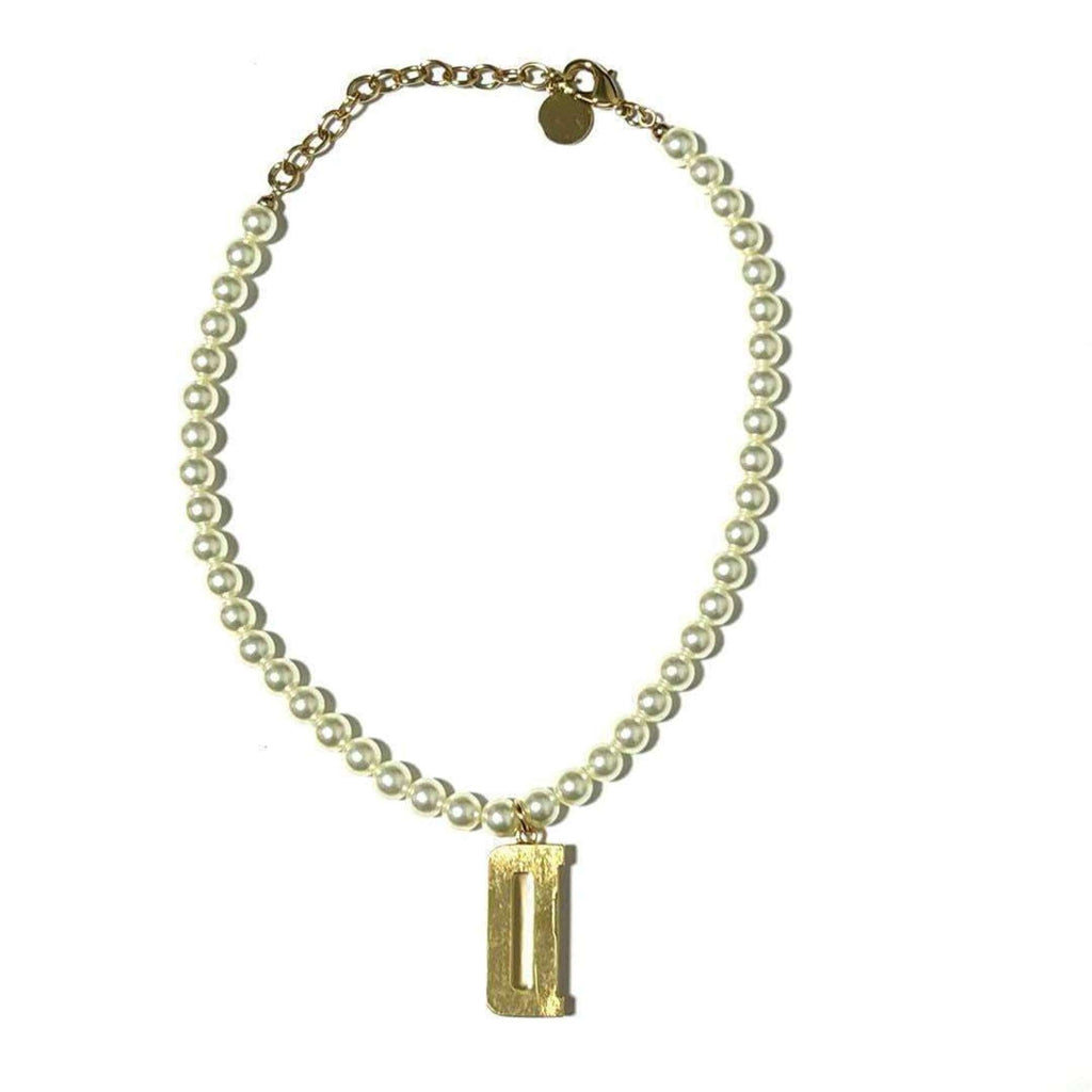 Pendant Necklace Metal with Faux Pearl
