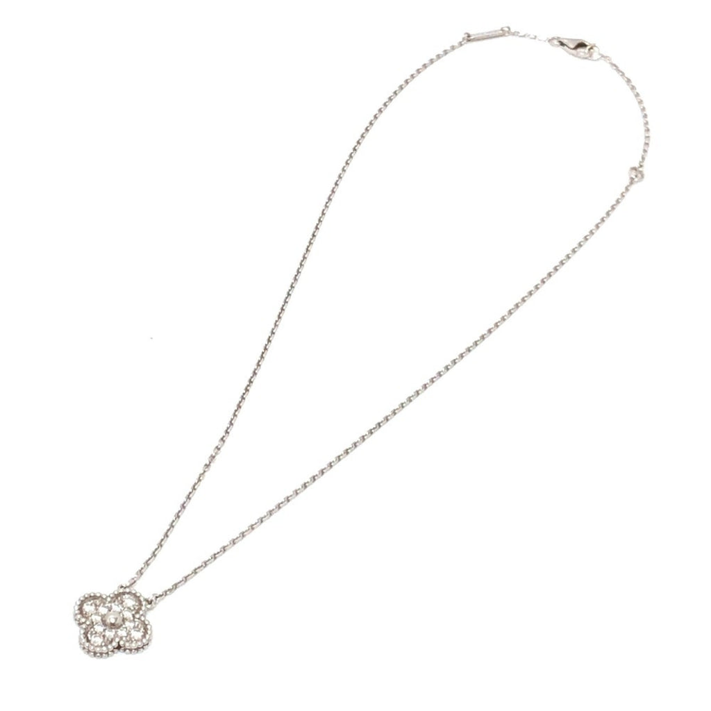 Vintage Alhambra Pendant Necklace Sterling Silver and 18K White Gold