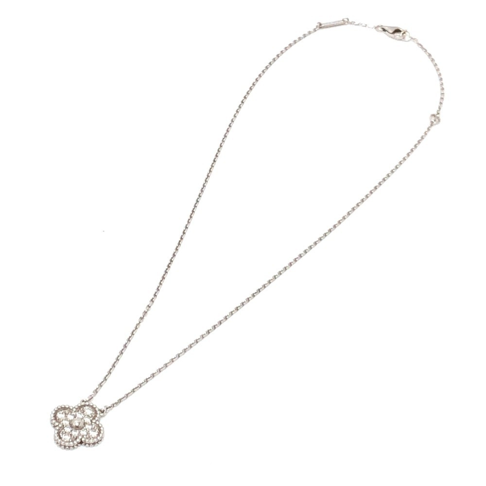 Vintage Alhambra Pendant Necklace Sterling Silver and 18K White Gold