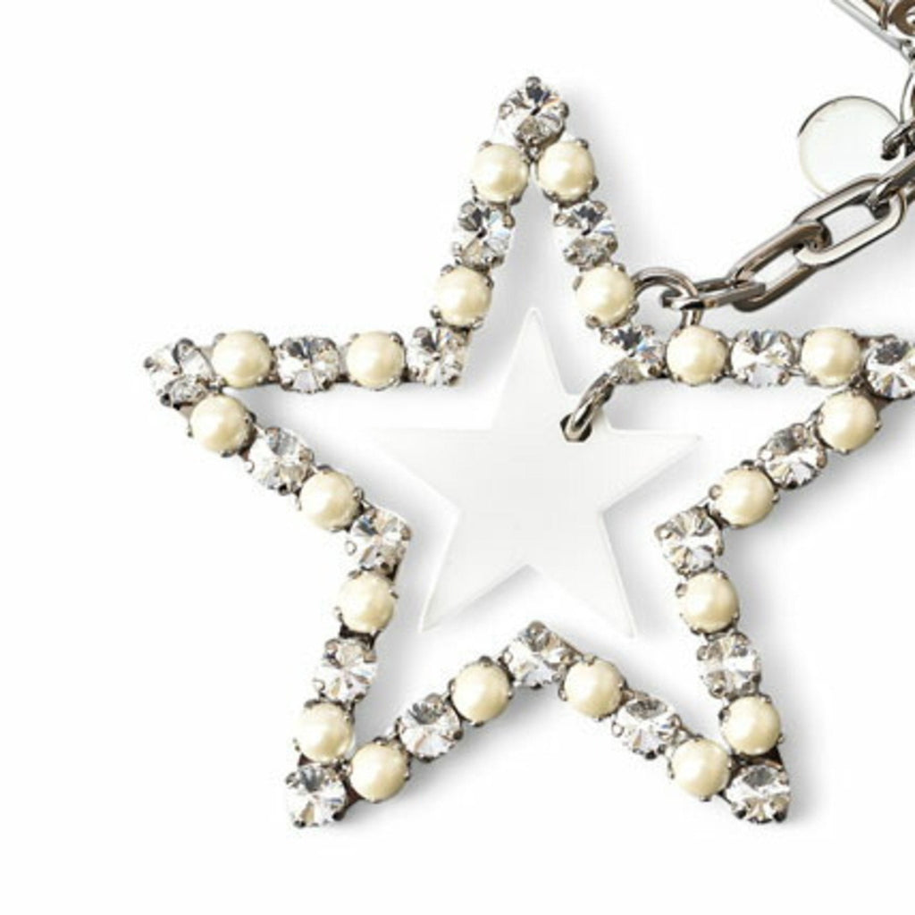 Charm Artificial Pearl and Metal and Rhinestone White Handbag Charm