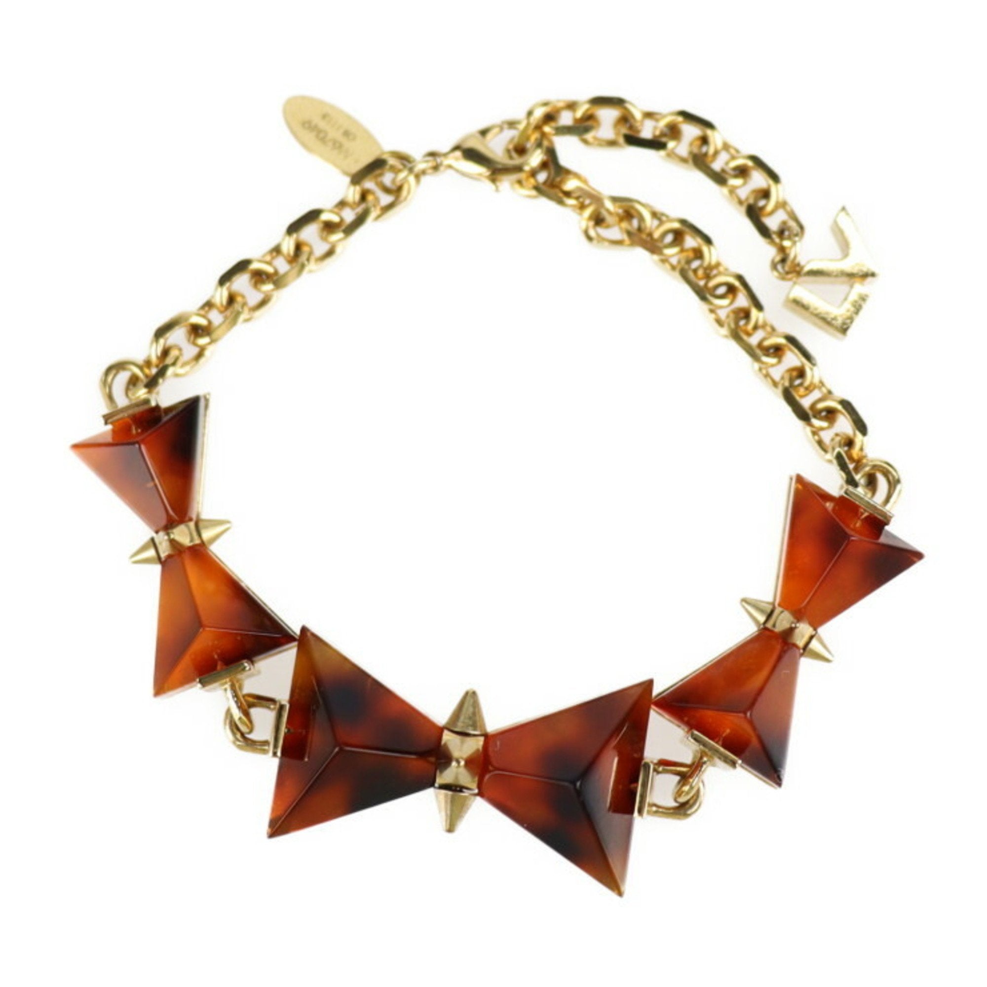 Spiky Bow Bangle Metal and Plastic Brown Gold Bracelet