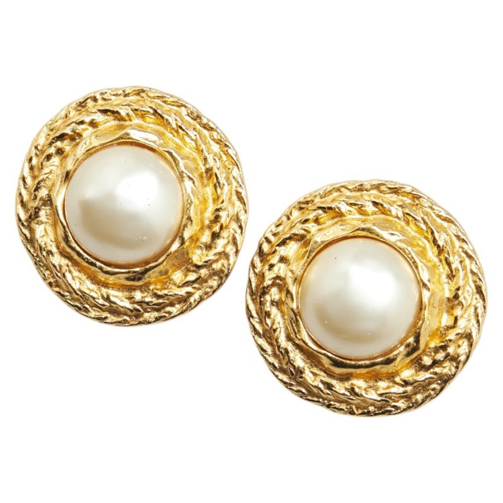 Earrings Pearl Gold-Tone Metal