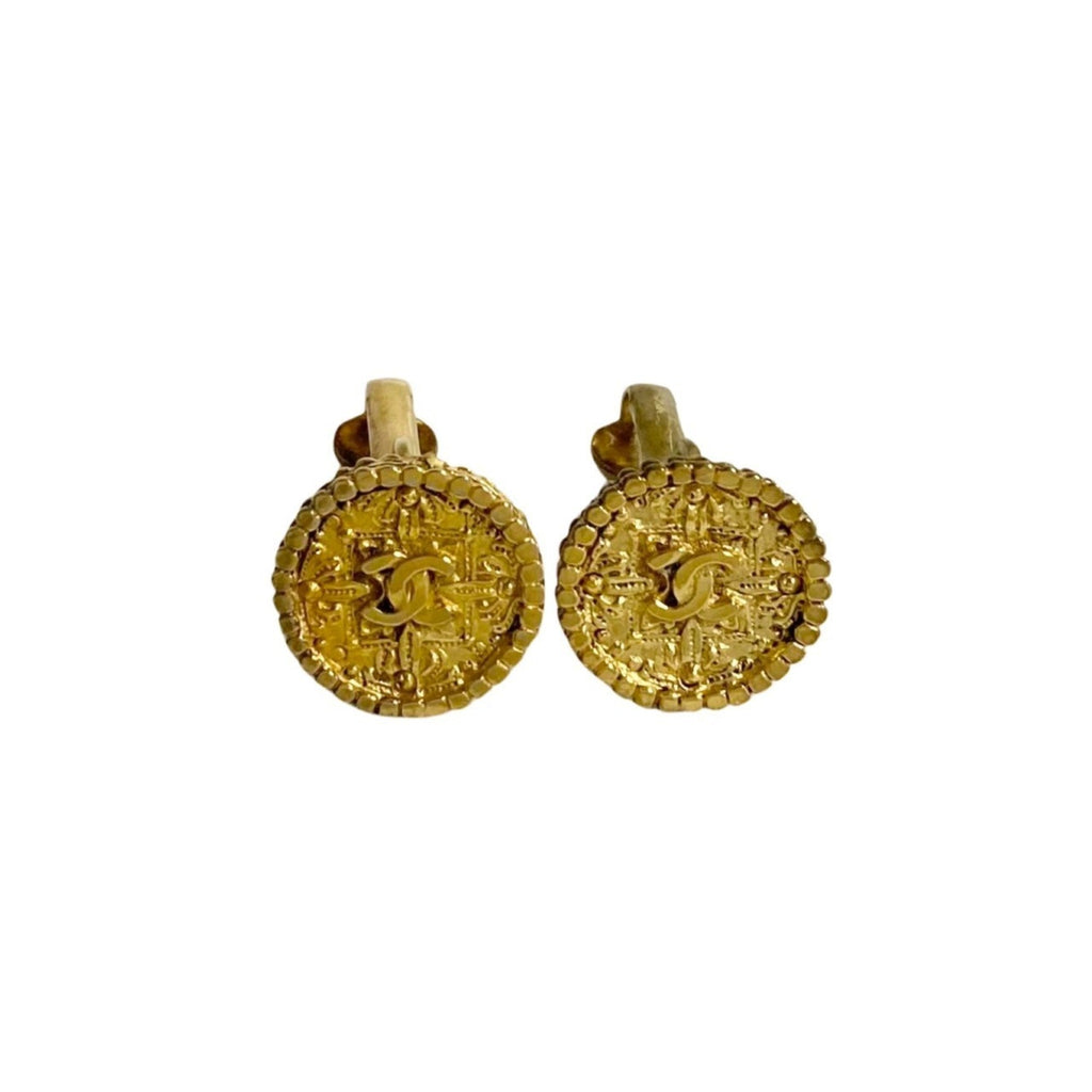 CC Logo Clip-On Earrings Metal Gold-Tone Metal