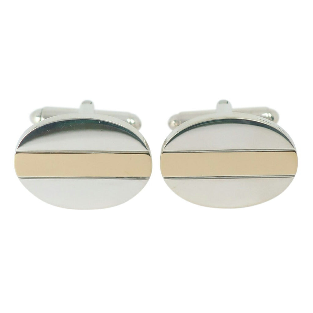 Oval Cufflinks Sterling Silver and 18K Yellow Gold Bracelet