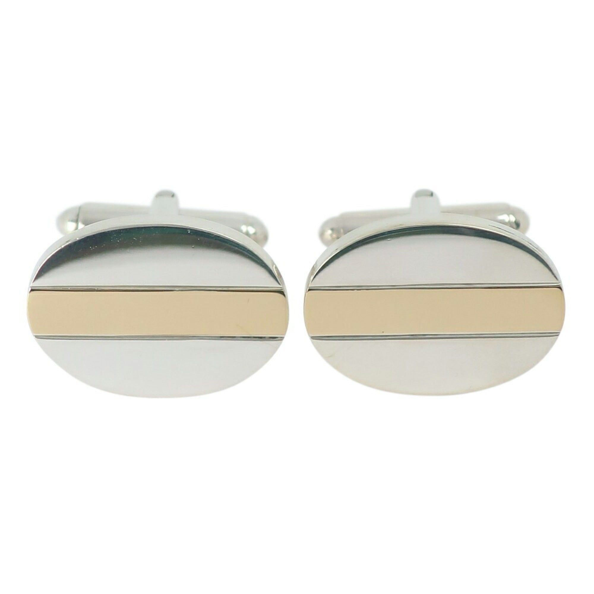 Oval Cufflinks Sterling Silver and 18K Yellow Gold Bracelet