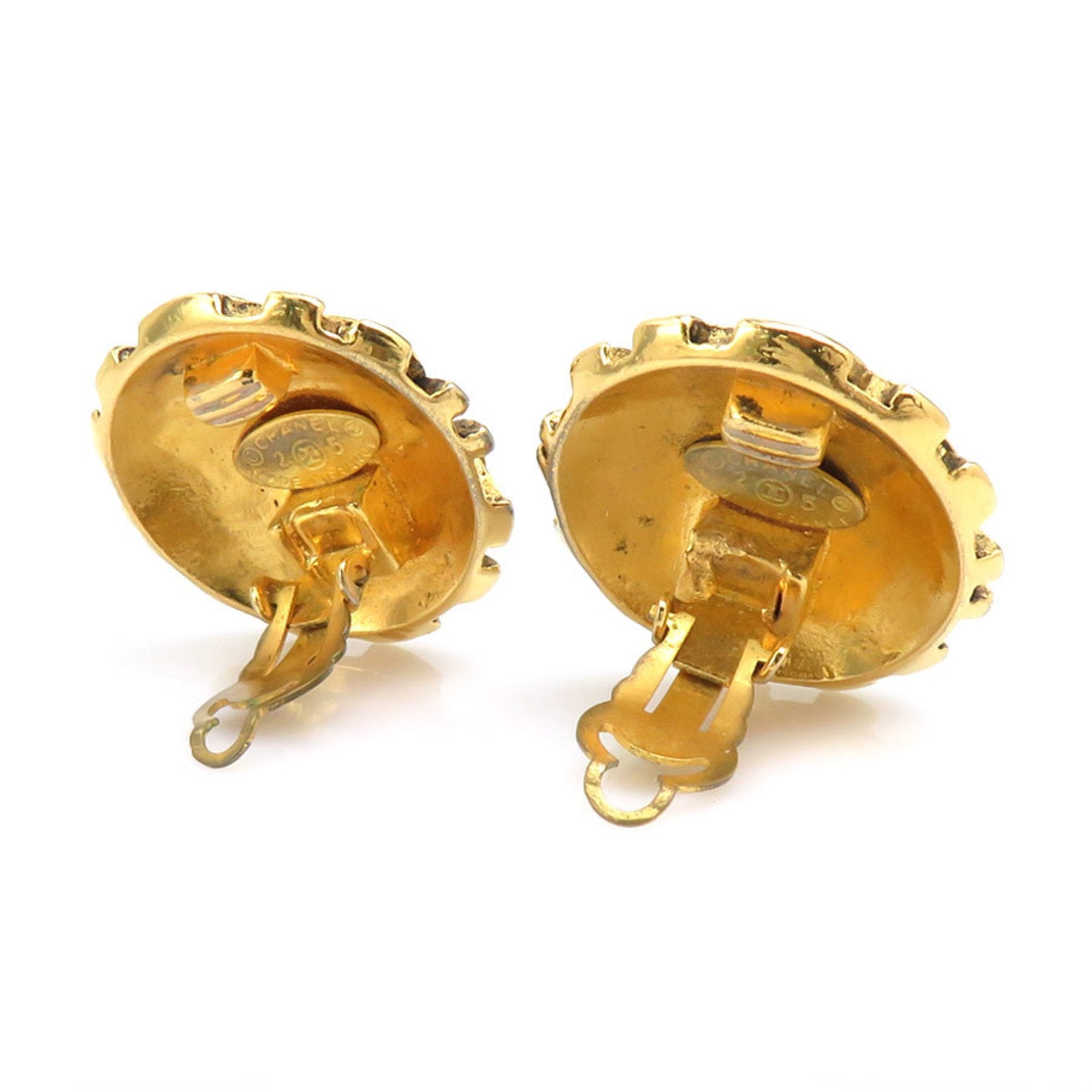 CC Logo Clip-On Earrings Gold-Tone Metal Gold-Tone Metal