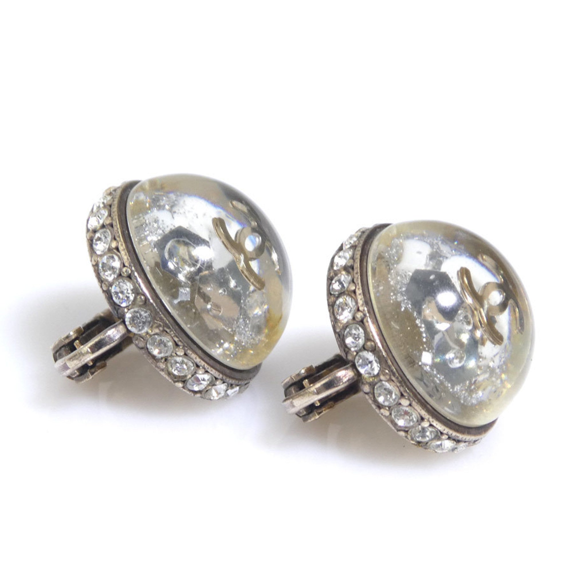 CC Logo Clip-On Earrings Gold-Tone Metal