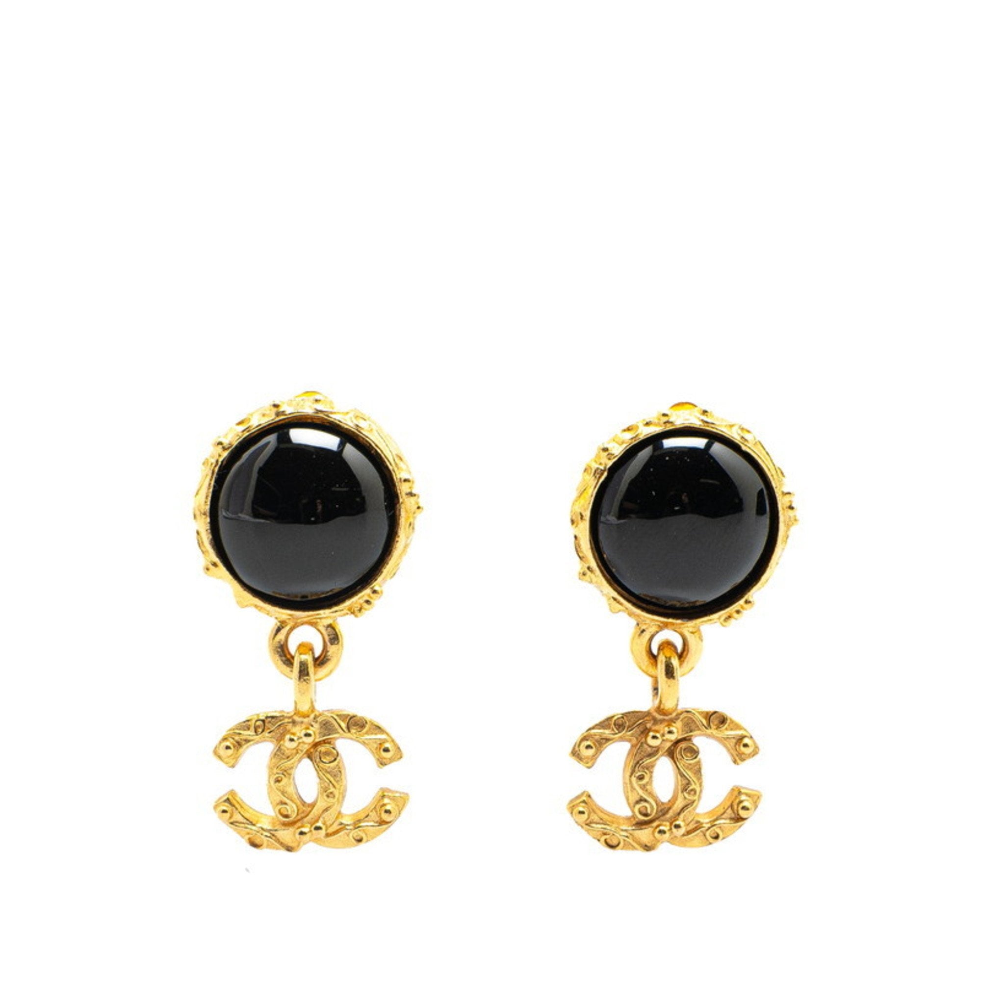 CC Logo Clip-On Earrings Metal Gold-Tone Metal