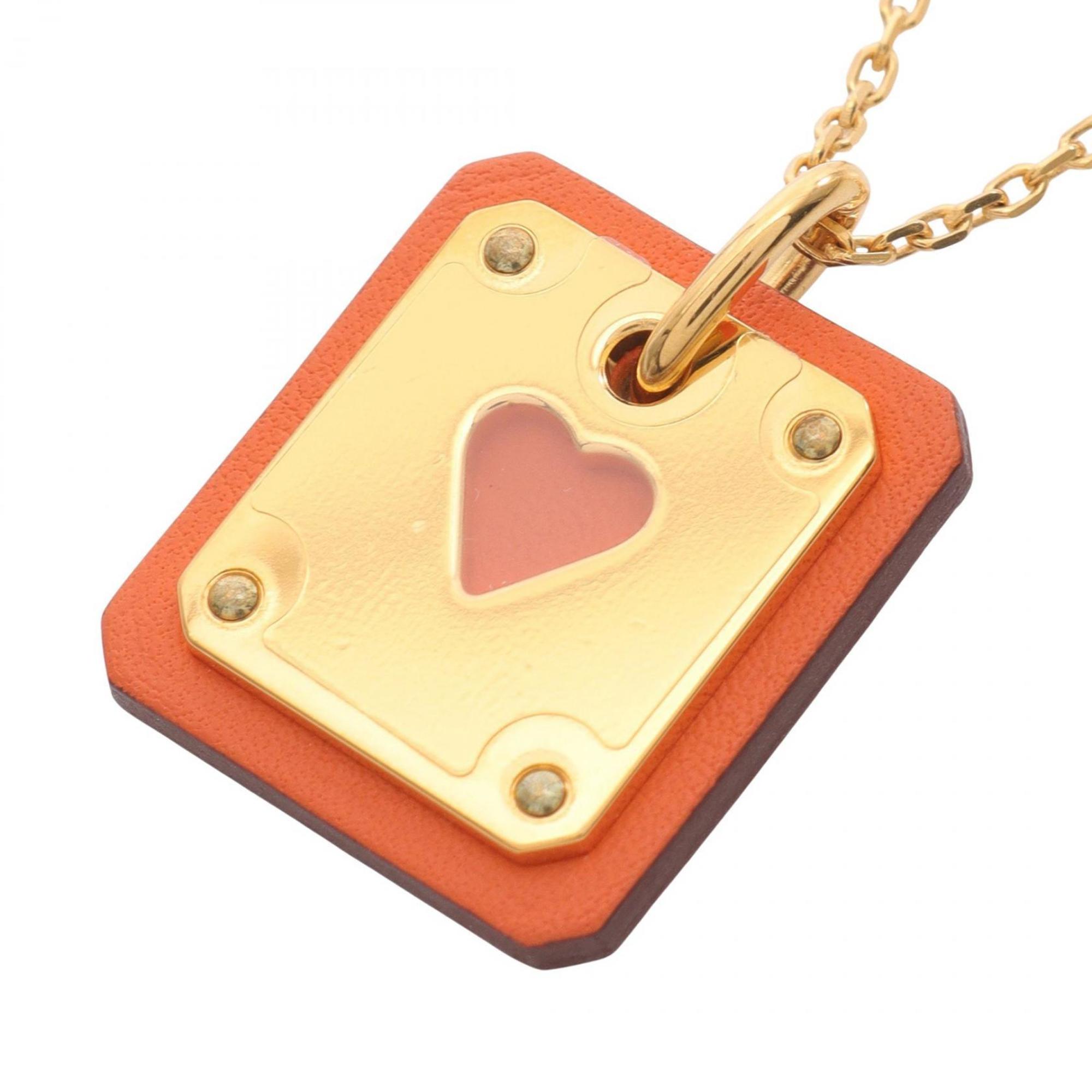 Asdecour PM Pendant Necklace Gold and Swift Leather