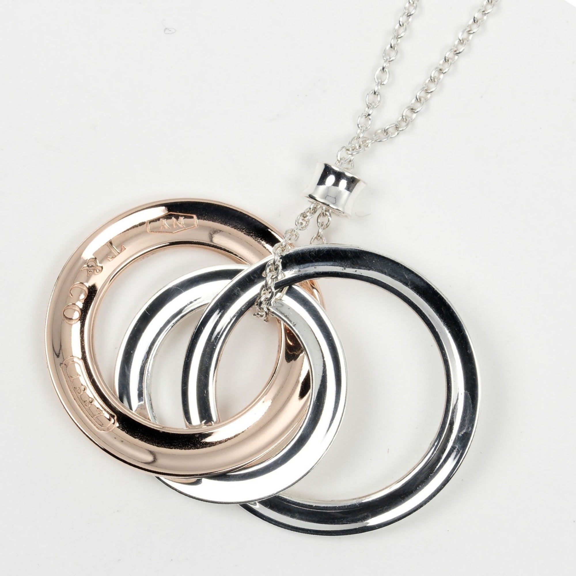 Interlocking Circle Pendant Necklace Sterling Silver