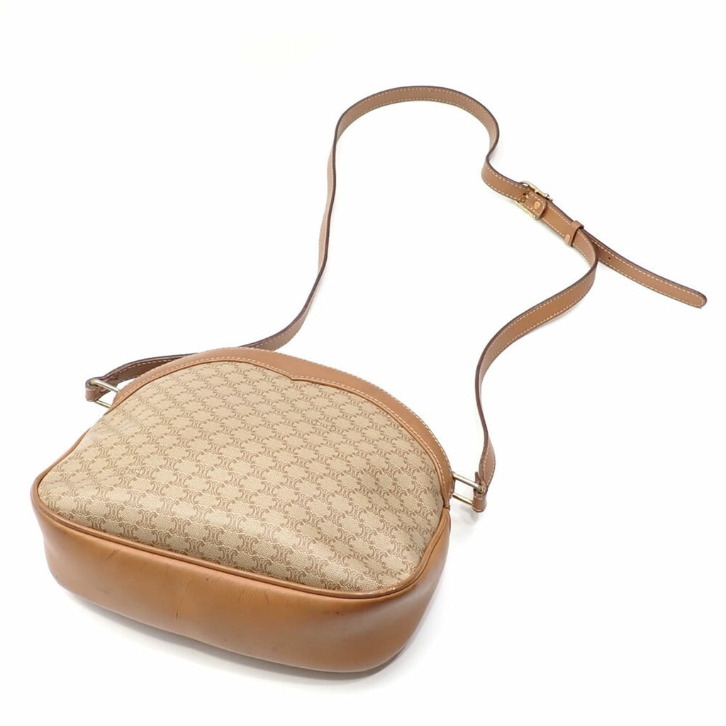 Vintage Saddle Flap Shoulder Bag Macadam Coated Canvas Small