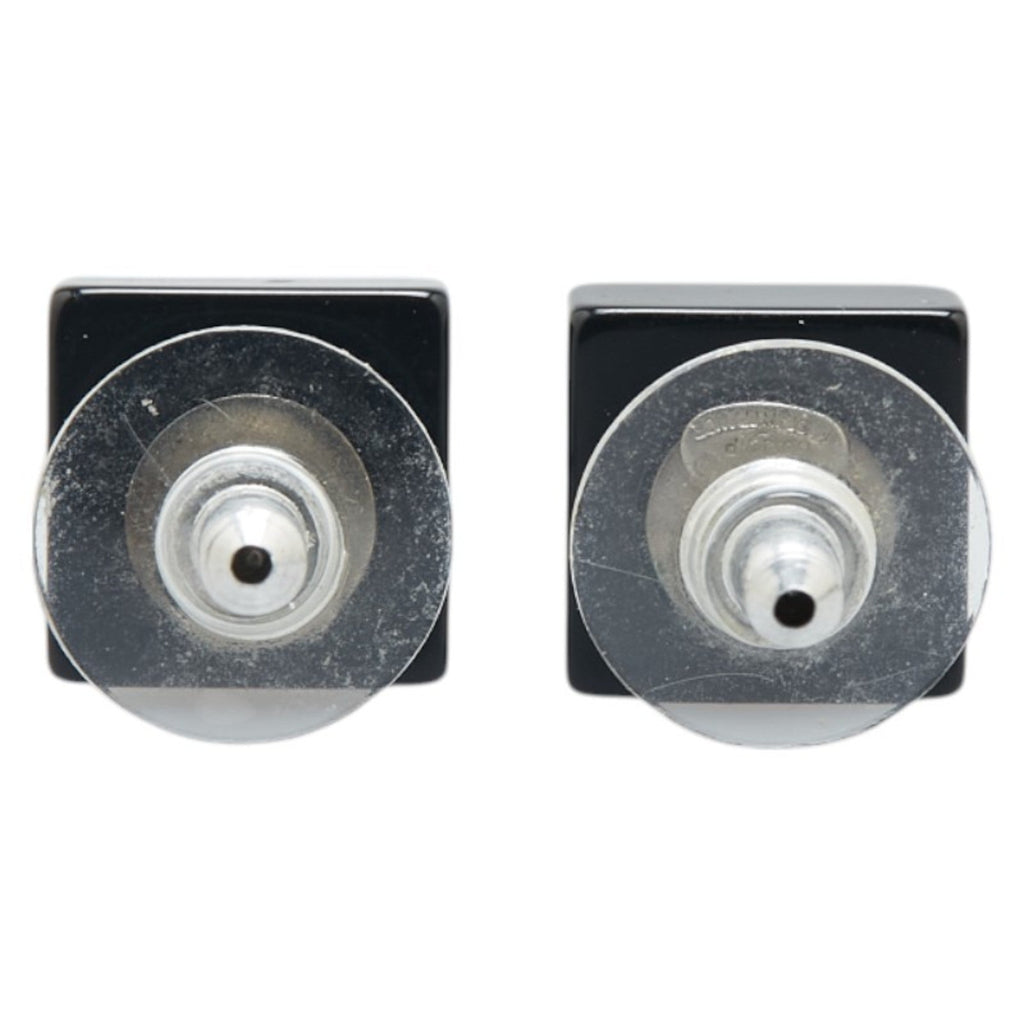CC Logo Stud Earrings Silver-Tone Metal