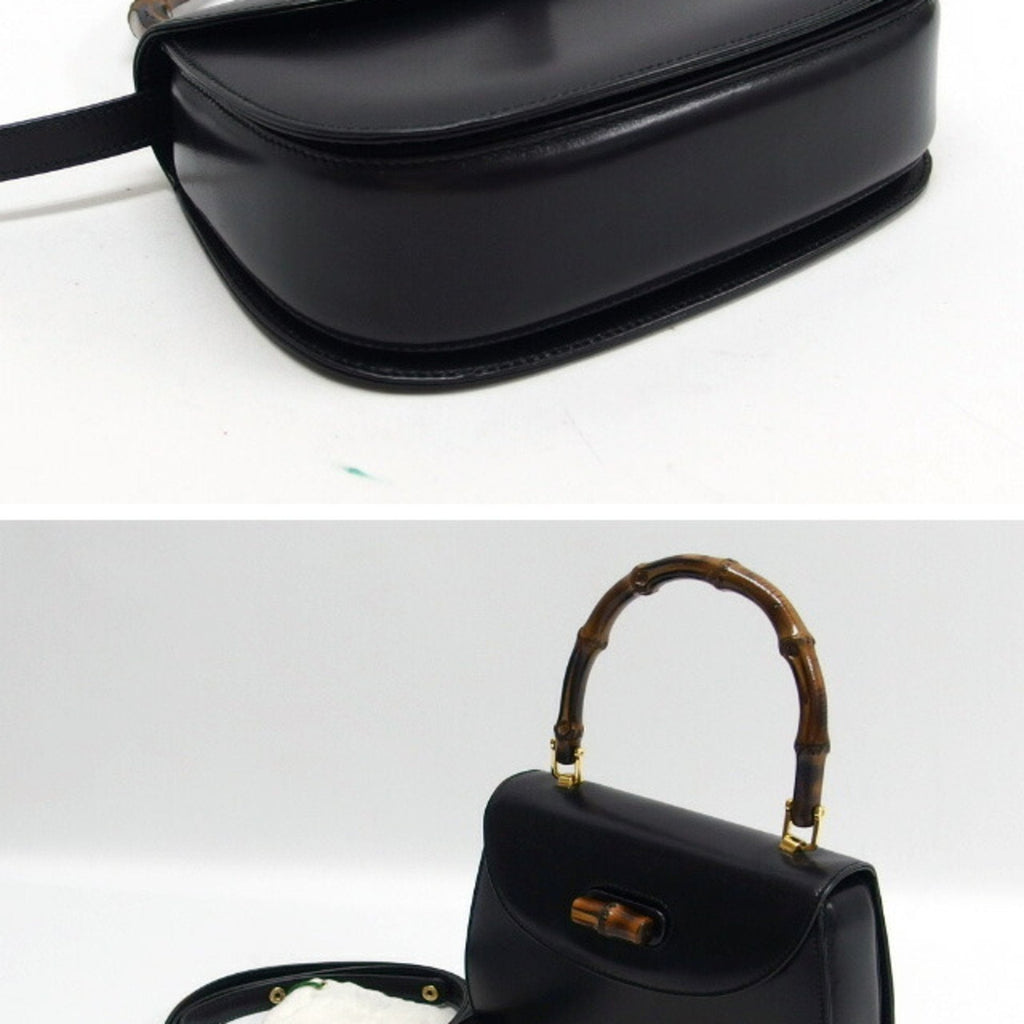 Vintage Convertible Bamboo Top Handle Bag Leather Small