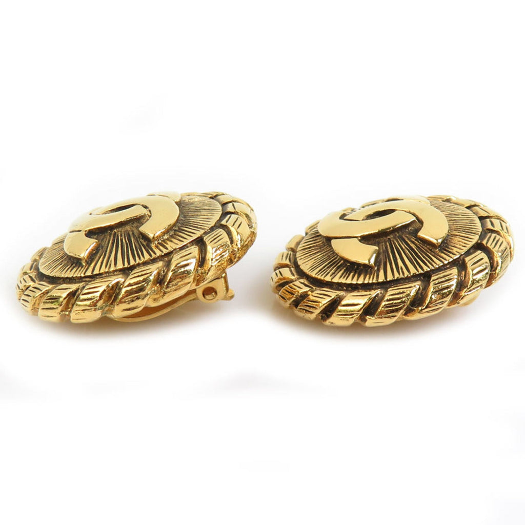 CC Logo Clip-On Earrings Gold-Tone Metal Gold-Tone Metal