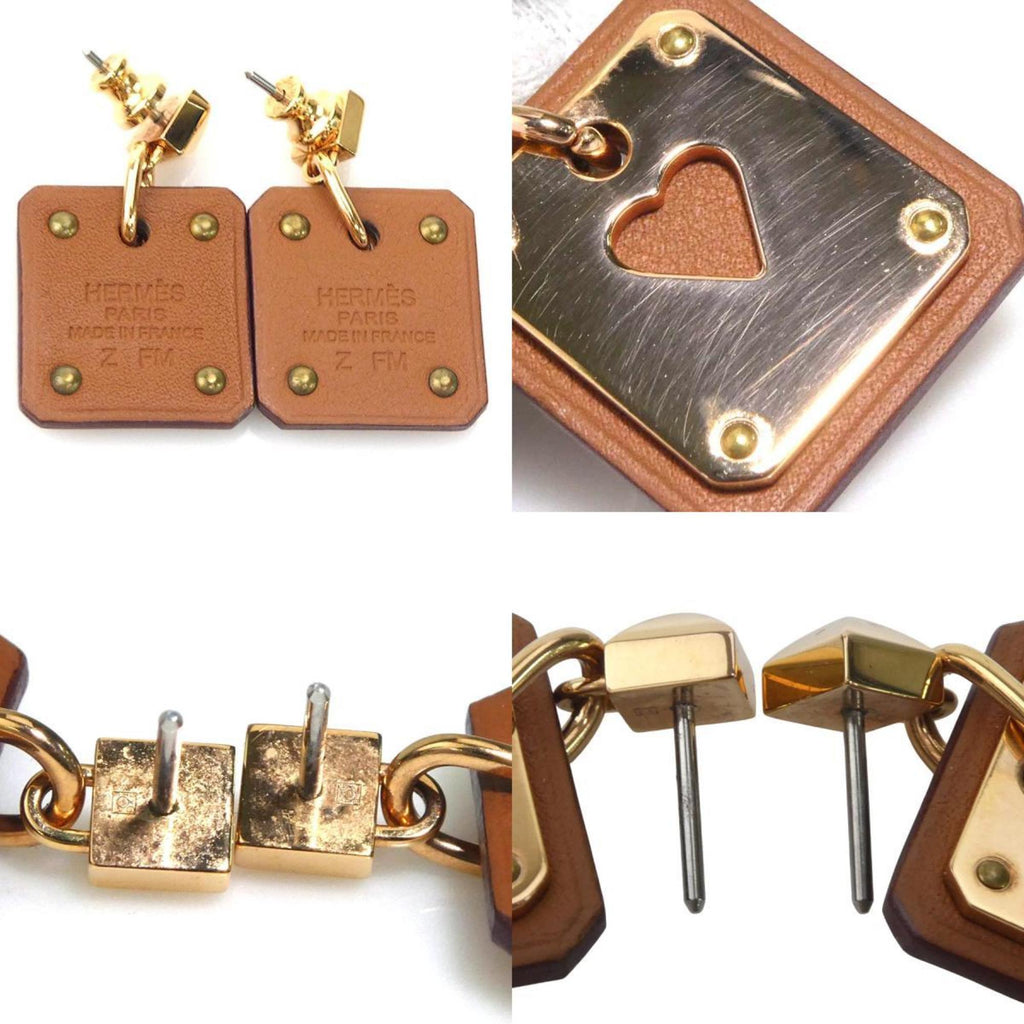 Earrings Metal and Swift Leather