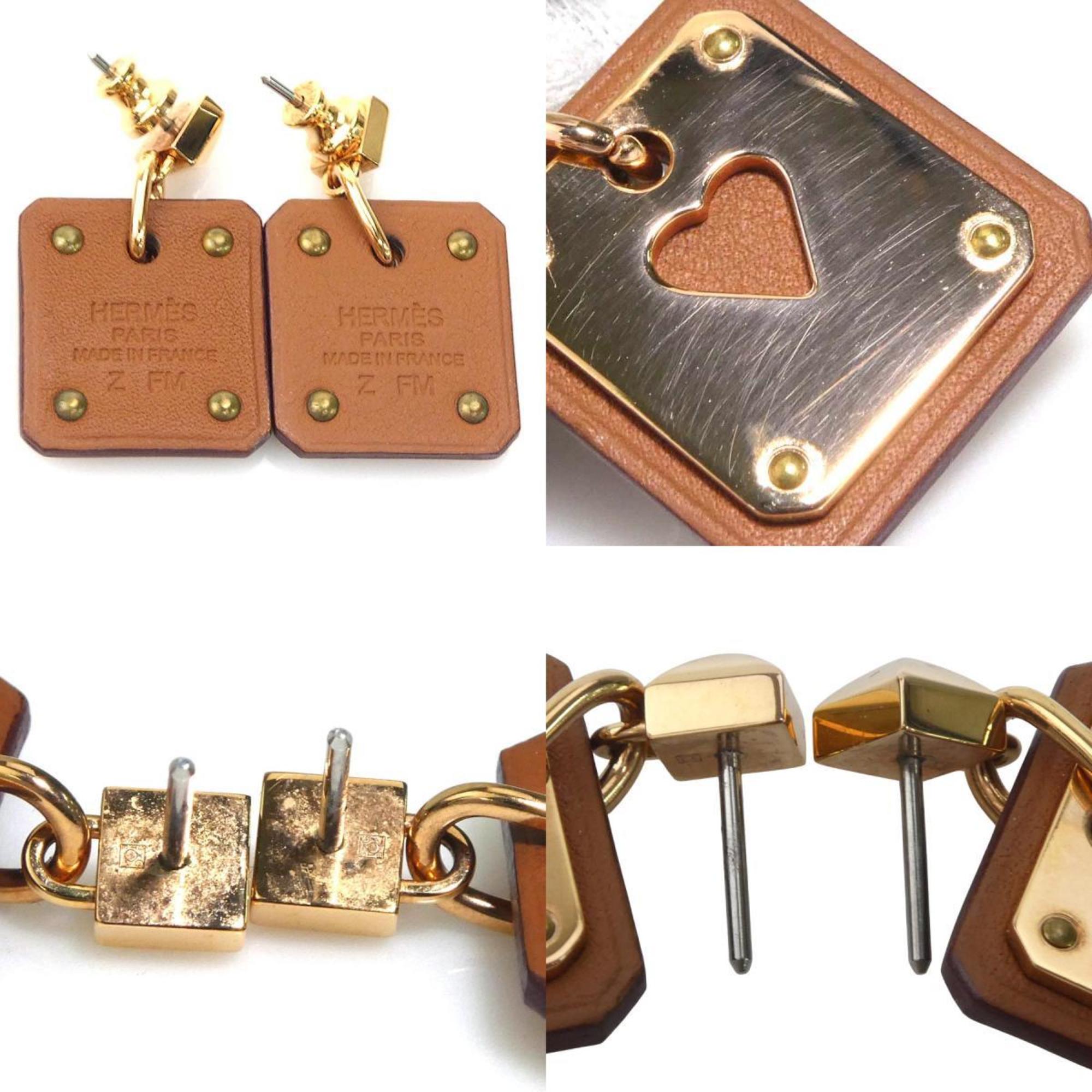 Earrings Metal and Swift Leather
