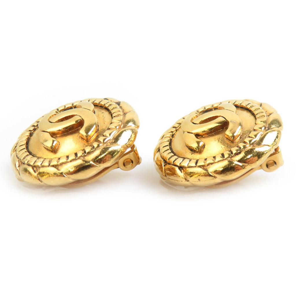 CC Logo Clip-On Earrings Gold-Tone Metal Gold-Tone Metal