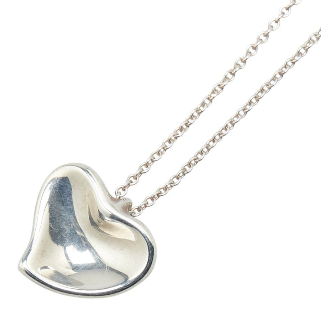 Full Heart Pendant Necklace Sterling Silver