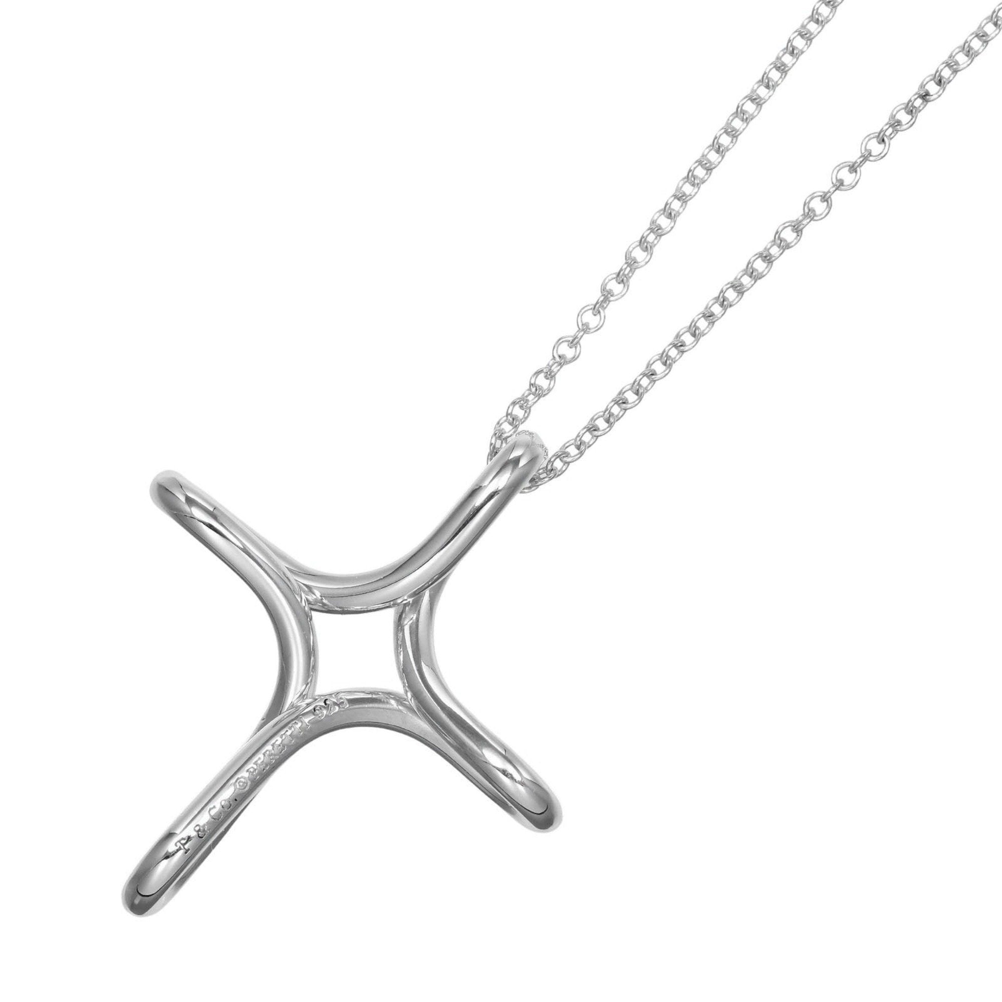 Open Cross Pendant Necklace Sterling Silver