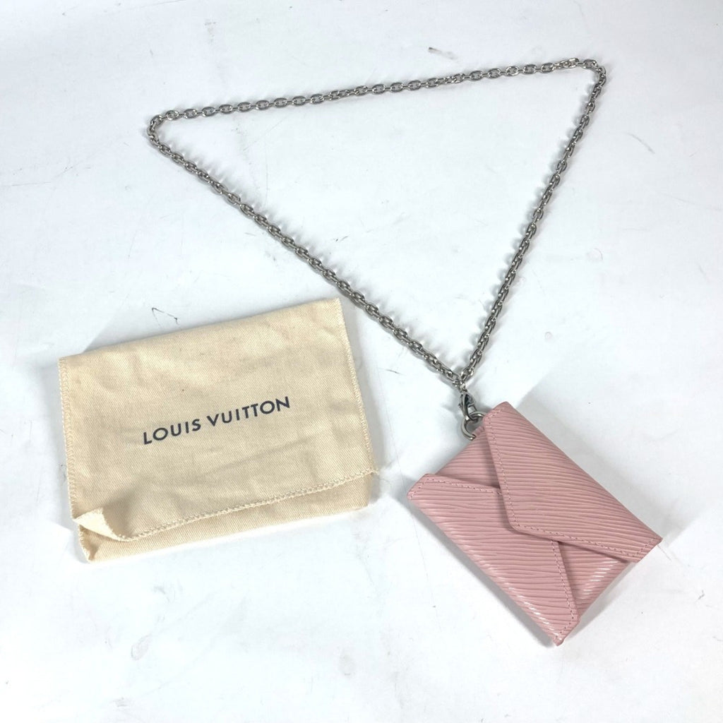 Pendant Necklace Epi Leather Pink