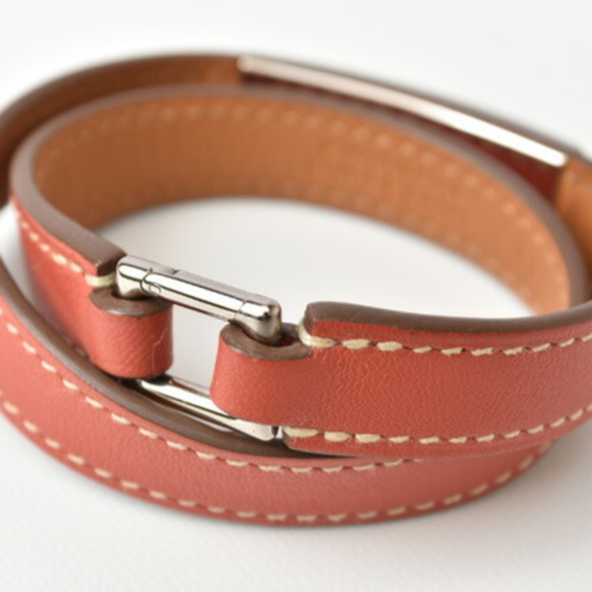 Medor Bracelet Barenia Leather and Felt and Leather Brown Pink
