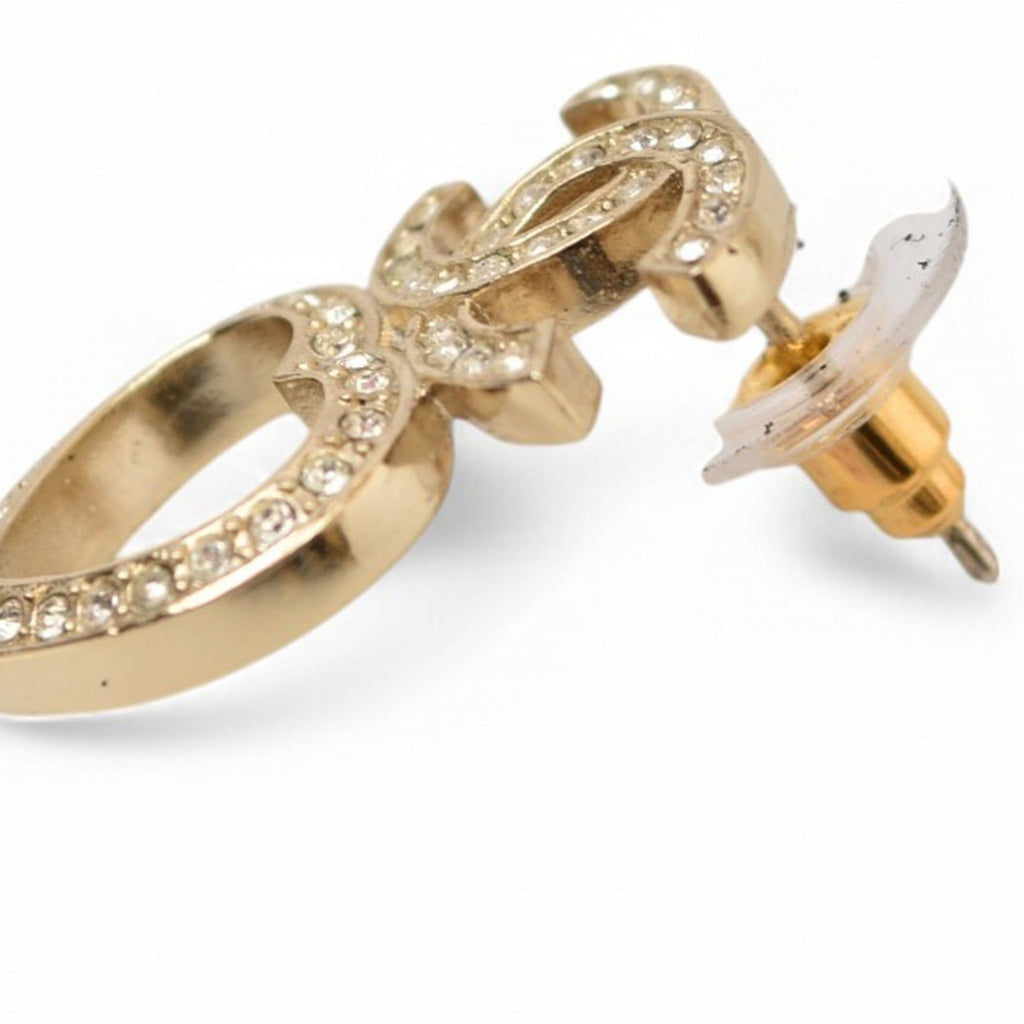 Earrings Rhinestone Gold-Tone Metal