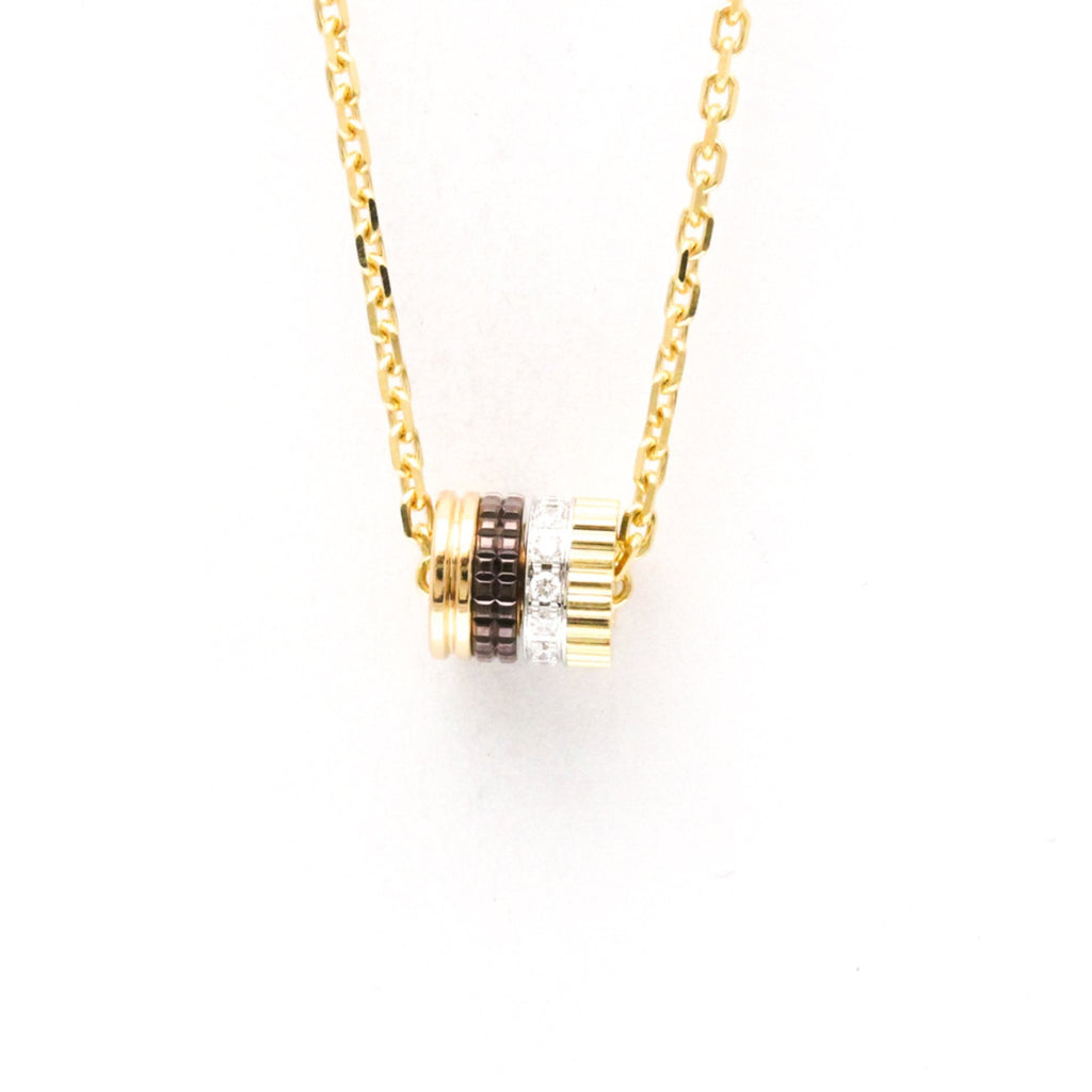 Pendant Necklace with Diamond 18K Tricolor Gold