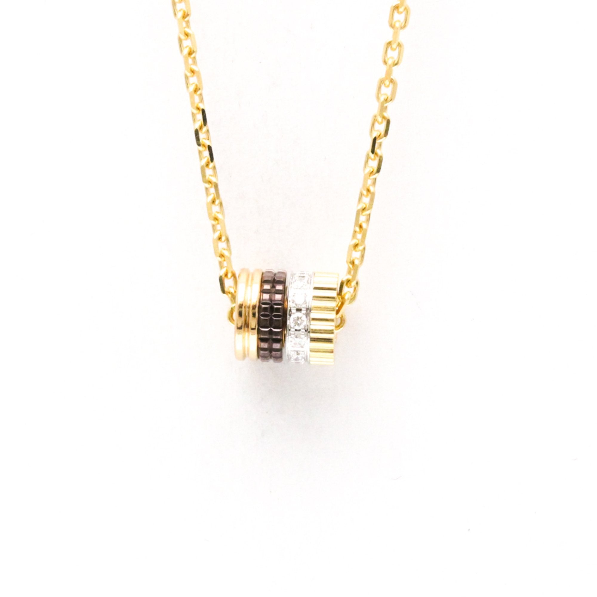 Pendant Necklace with Diamond 18K Tricolor Gold