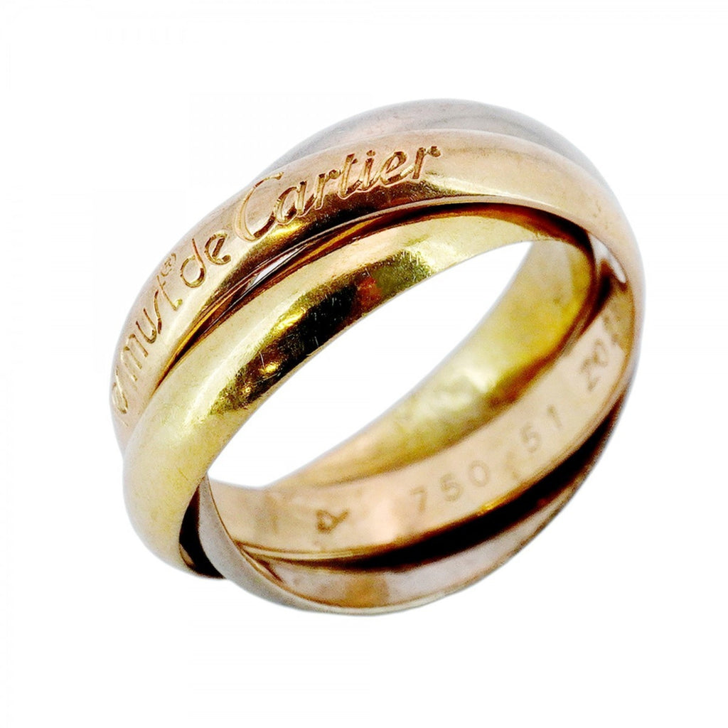 Vendome Louis Cartier Band Ring 18K Tricolor Gold
