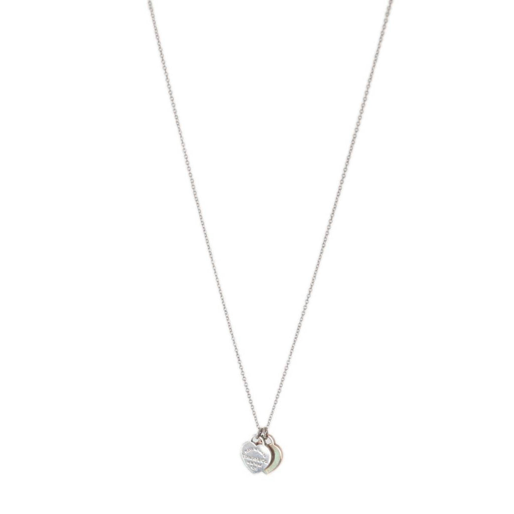 Twin Heart Pendant Necklace Sterling Silver