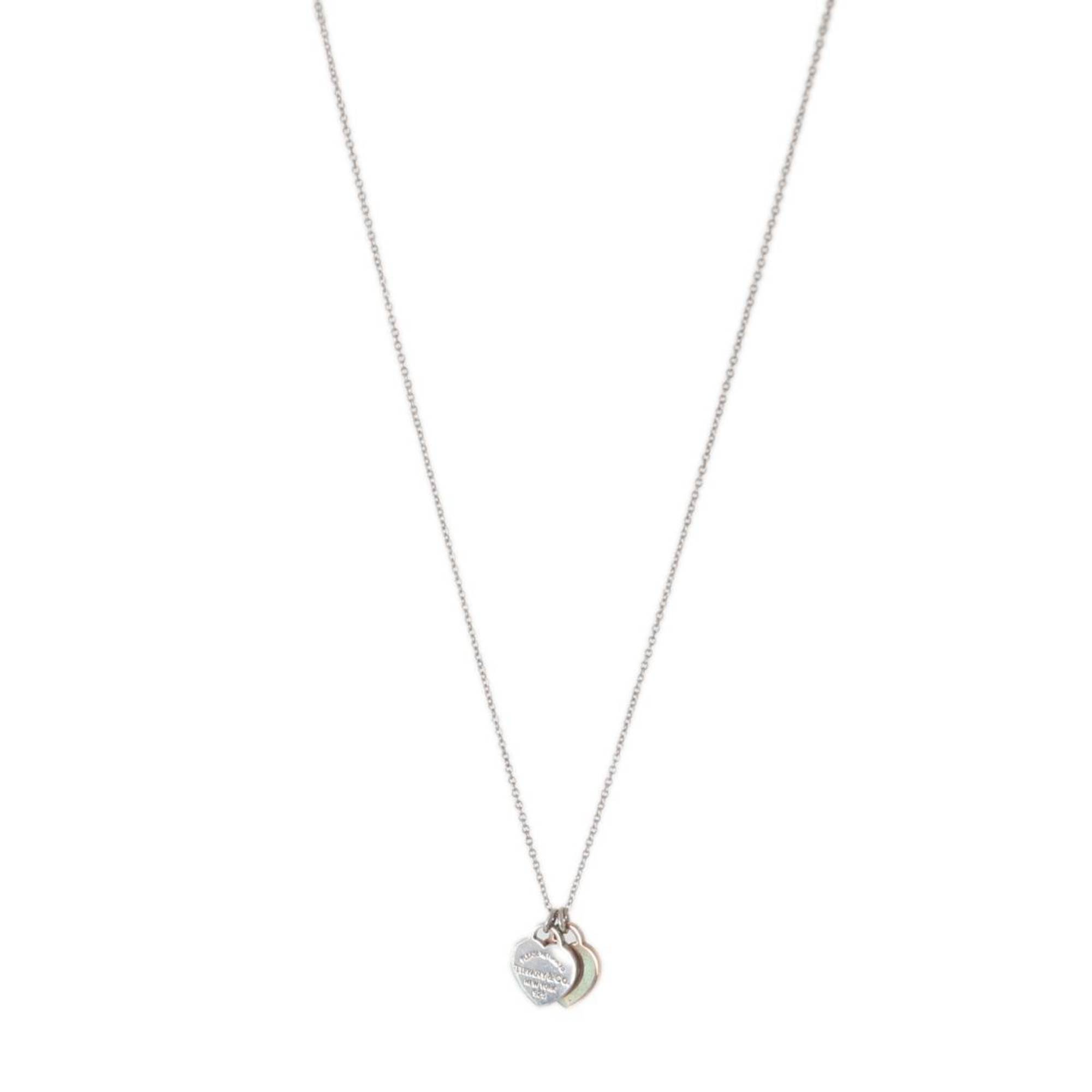Twin Heart Pendant Necklace Sterling Silver
