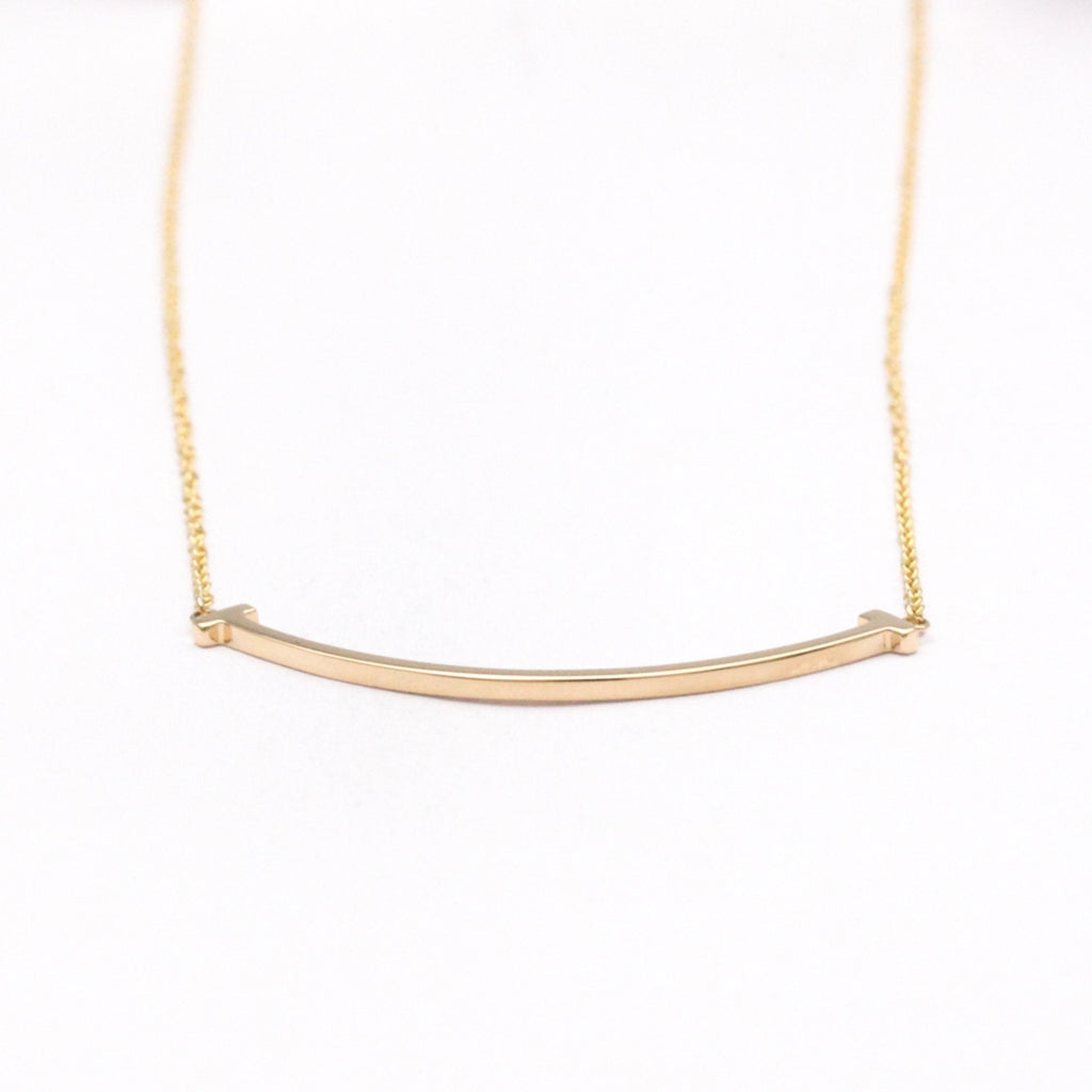 T Smile Pendant Necklace 18K Rose Gold