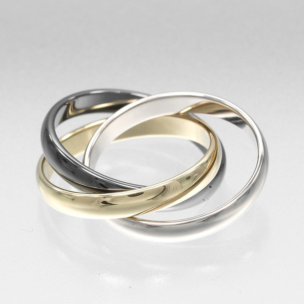 Trinity Ring 18K Yellow Gold and 18K White Gold and Ceramic