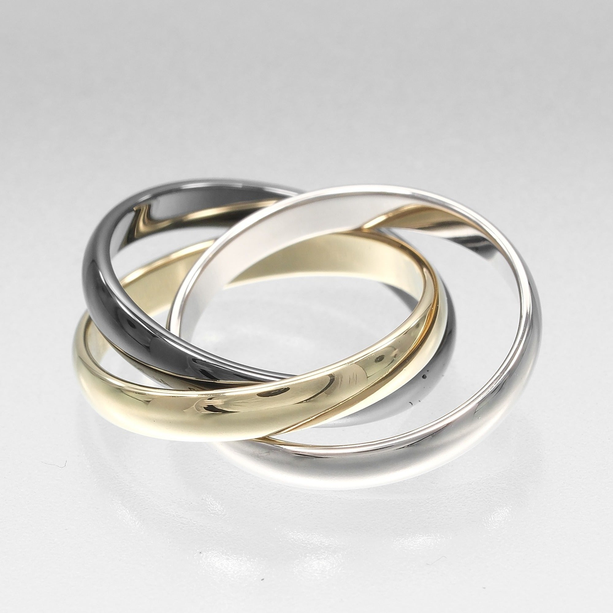 Trinity Ring 18K Yellow Gold and 18K White Gold and Ceramic