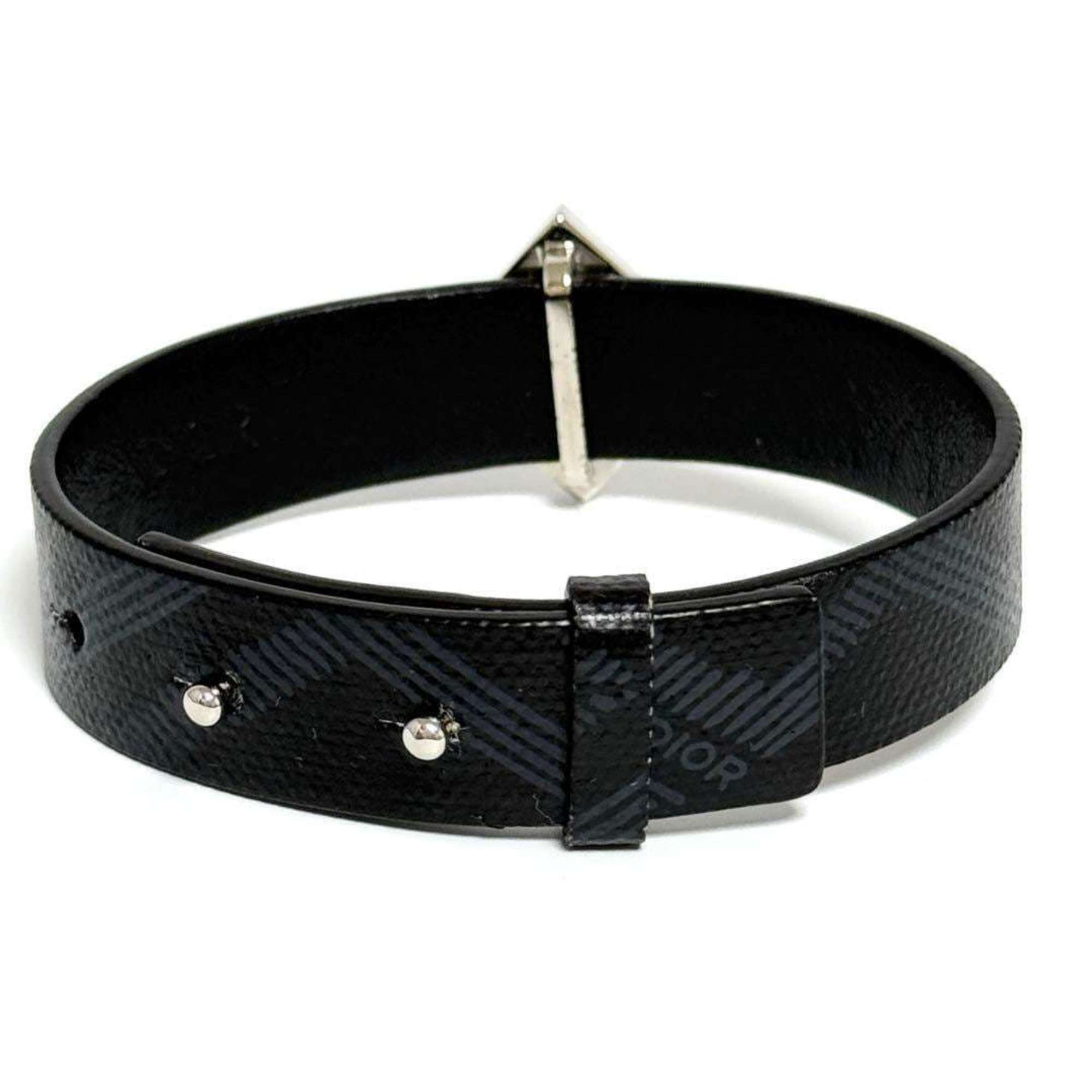 Charm Bracelet Leather and Metal Black