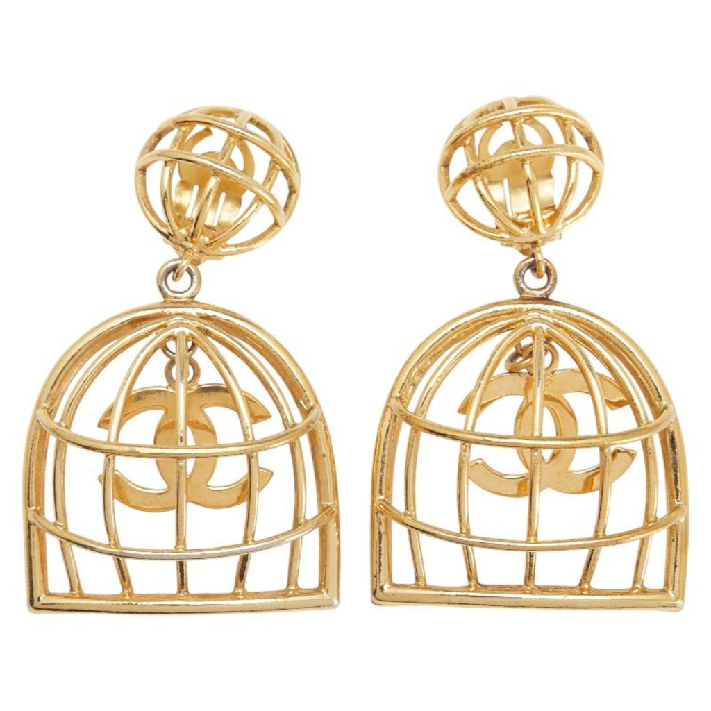 CC Logo Clip-On Earrings Metal Gold-Tone Metal
