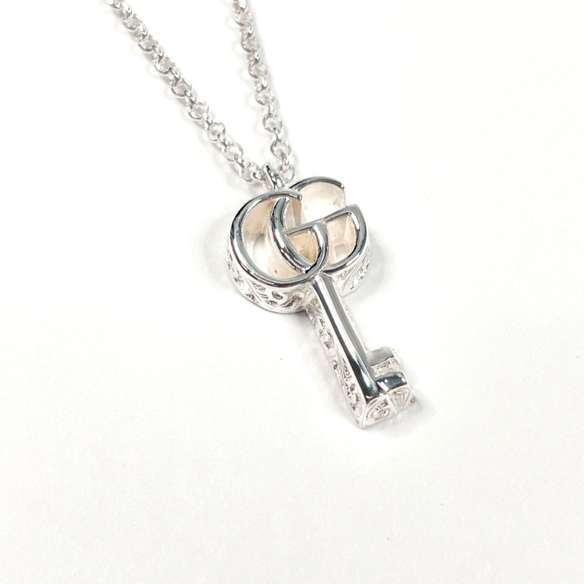 Double G Key Arabesque Pendant Necklace Sterling Silver