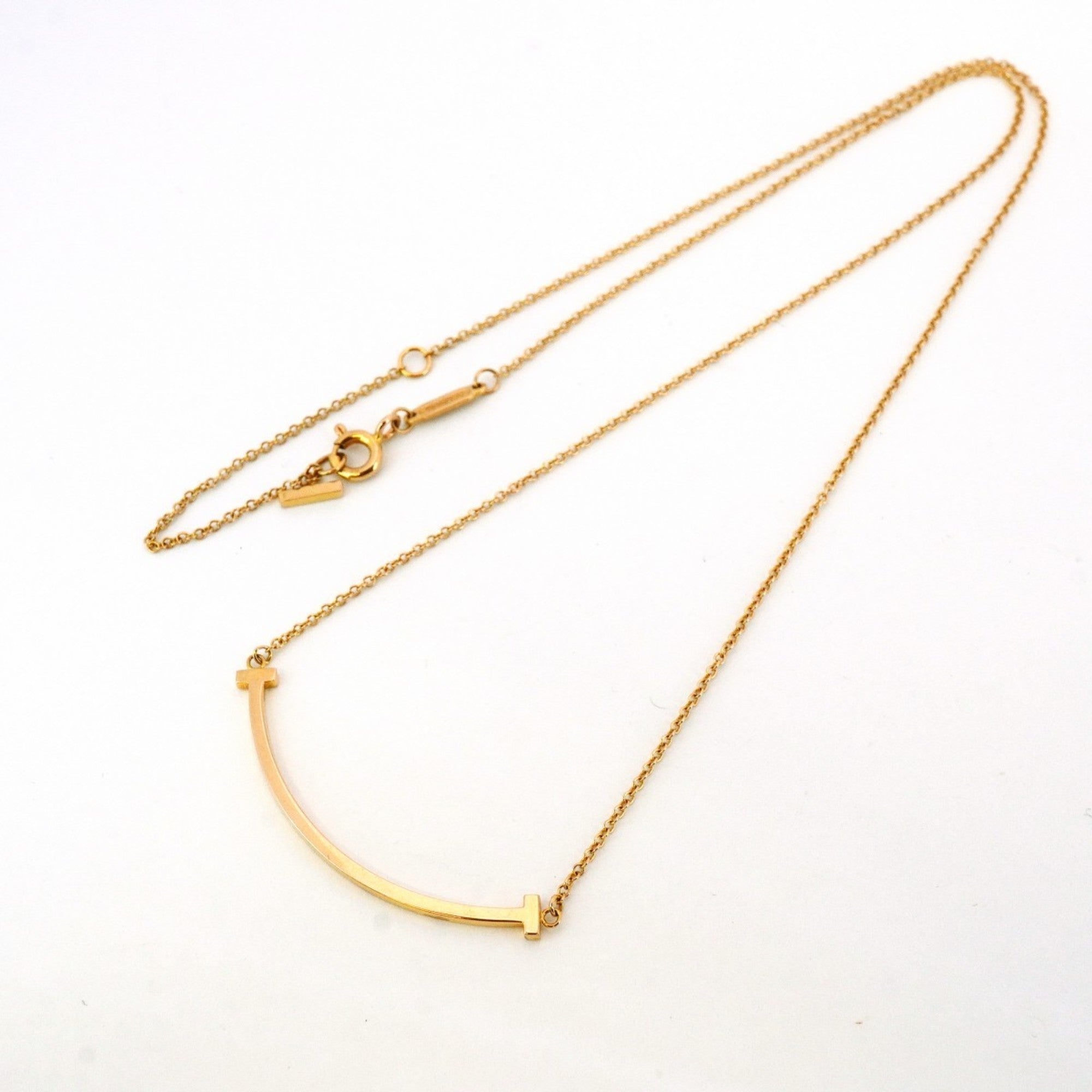 T Smile Pendant Necklace 18K Rose Gold